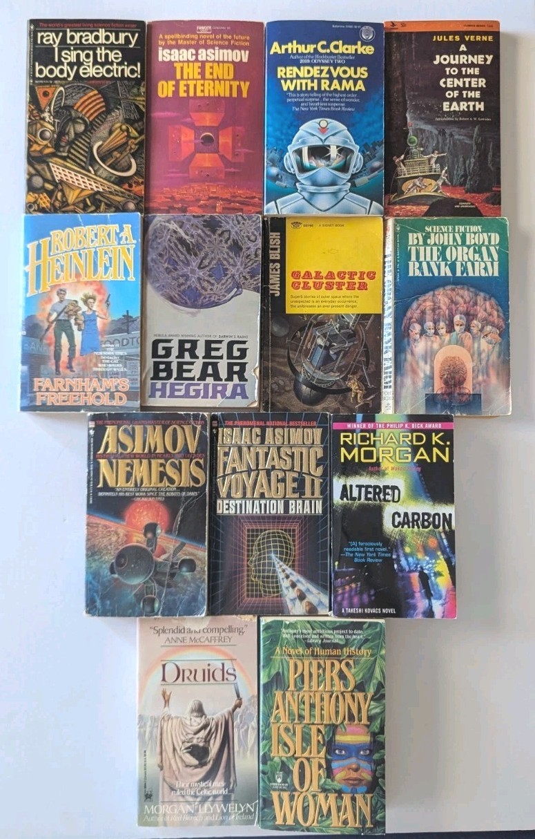 13 BOOK LOT VTG Sci-Fi Fantasy Paperback 50s 60s 70s Asimov Bradbury Heinlein