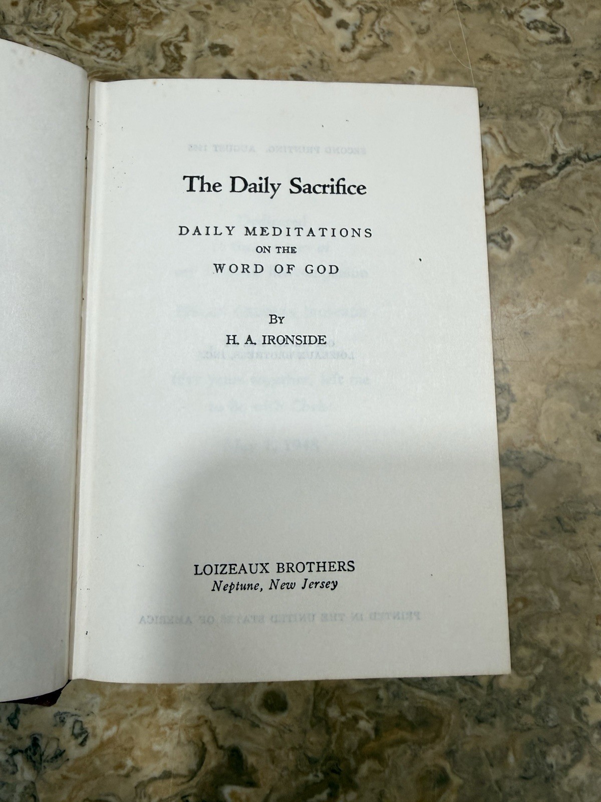 The Daily Sacrifice Meditations On The Word Of God By H A Ironside HC Second Ed