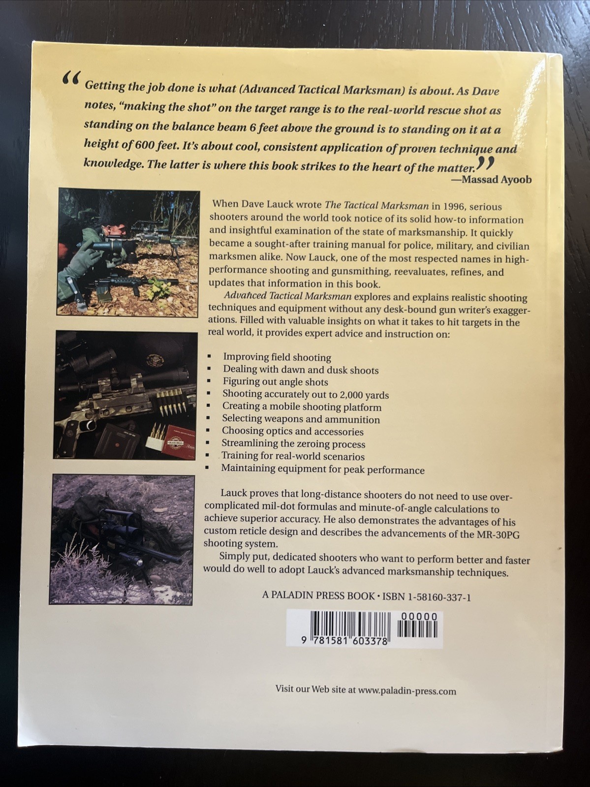Advanced Tactical Marksman : More High-Performance Techniques by Lauck PB 2002
