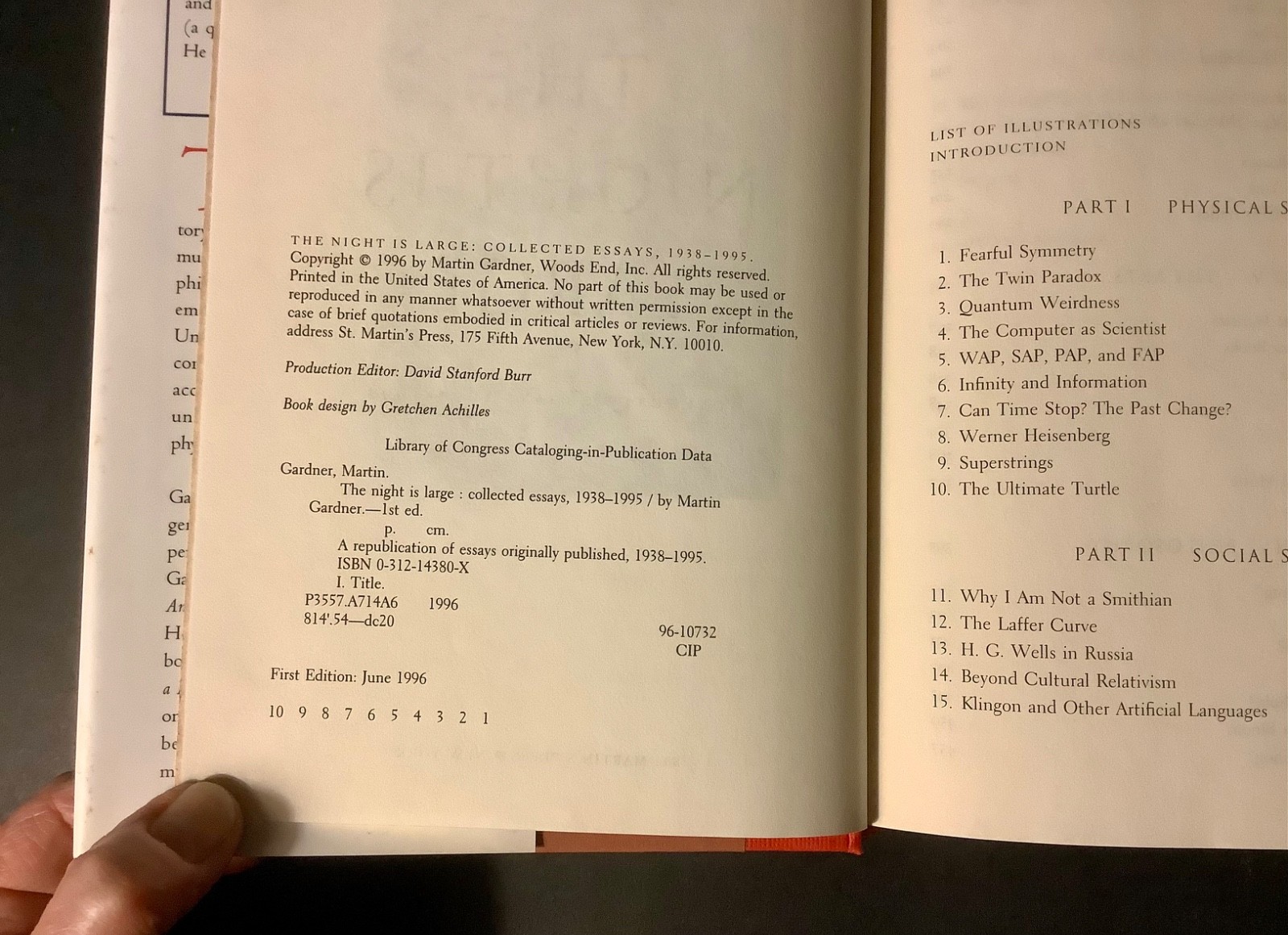 THE NIGHT IS LARGE: MARTIN GARDNER Collected Essays 1938-1995 1st Ed. 1996 HC/DJ