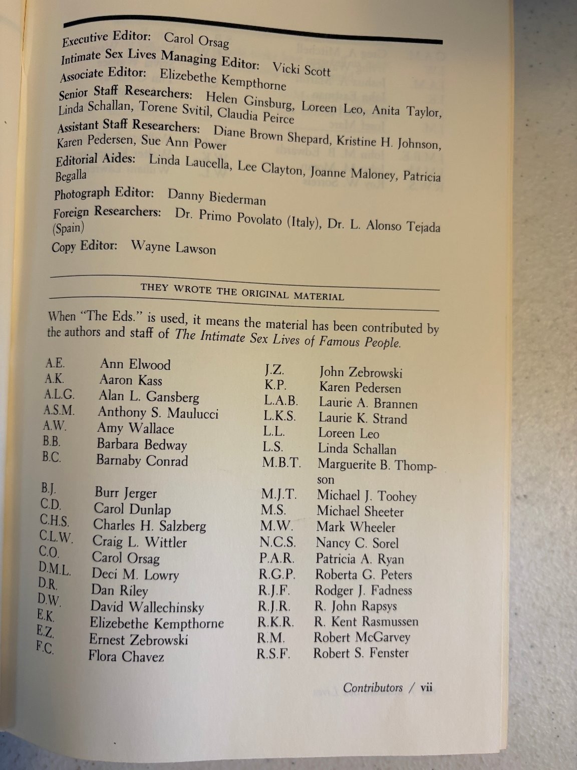 The Intimate Sex Lives of Famous People Wallace 1981 Biography Delacorte Press