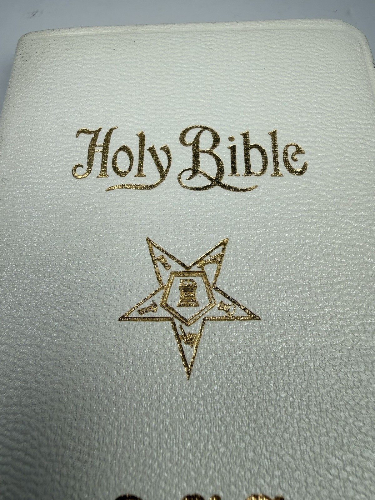 Vintage OES Holy Bible Order of the Eastern Star Pocket White Masonic 5.5″x3.5″
