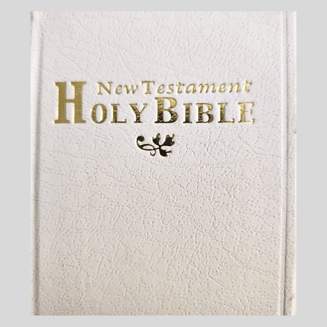Holy Bible New Testament KJV Pocket Size White Bible 4 1/2 Inches Tall