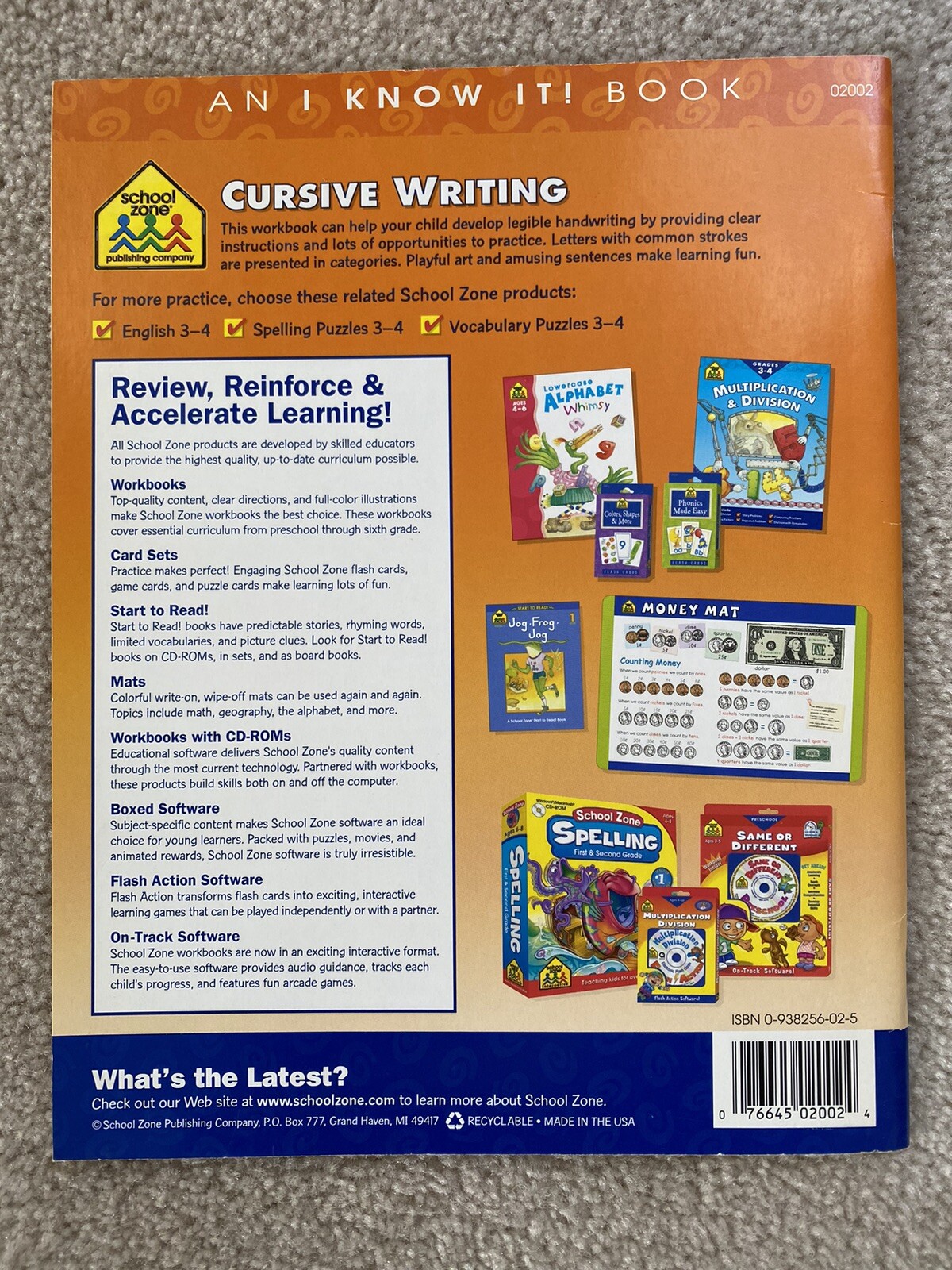 School Zone Cursive Writing Workbook Grades 3-4