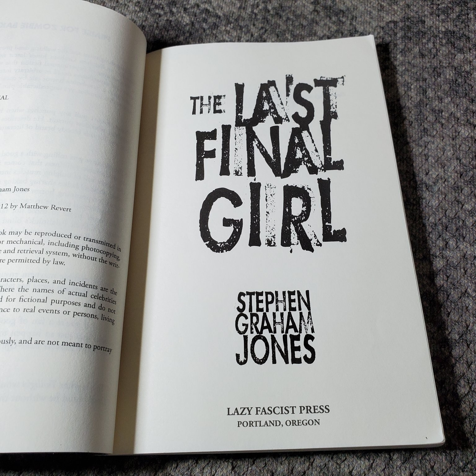 The Last Final Girl Stephen Graham Jones 2012 Horror Slasher Lazy Fascist Press