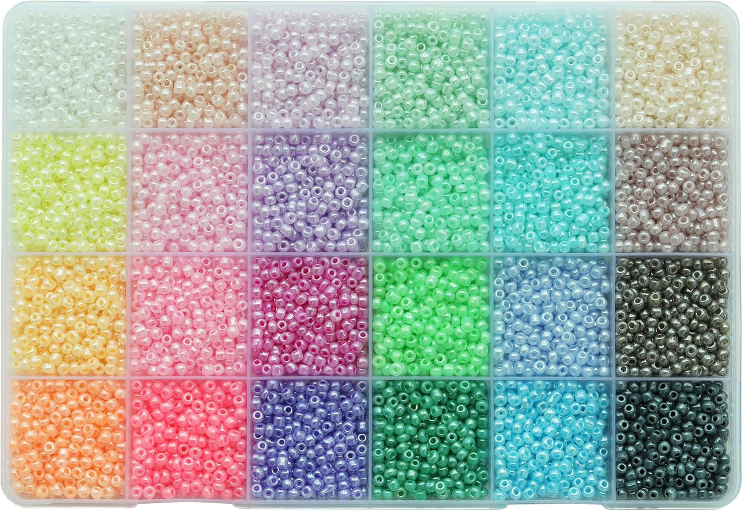 Size 3Mm Ceylon Color Seed Beads about 7200Pcs in Box,24 Multicolor Assortment S