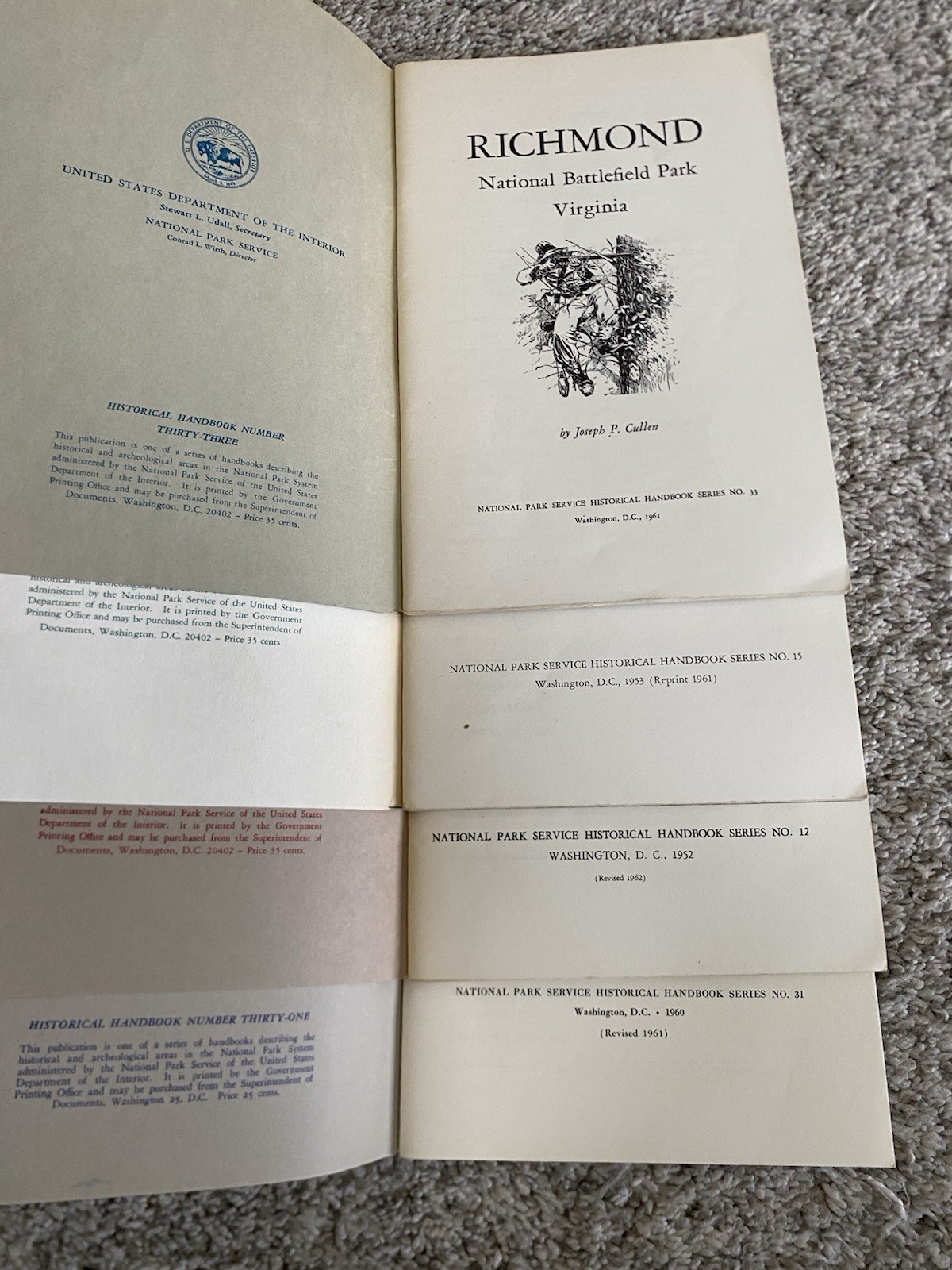 Lot Of 8 Vtg National Parks Historical Handbooks & similar War History Books 60s