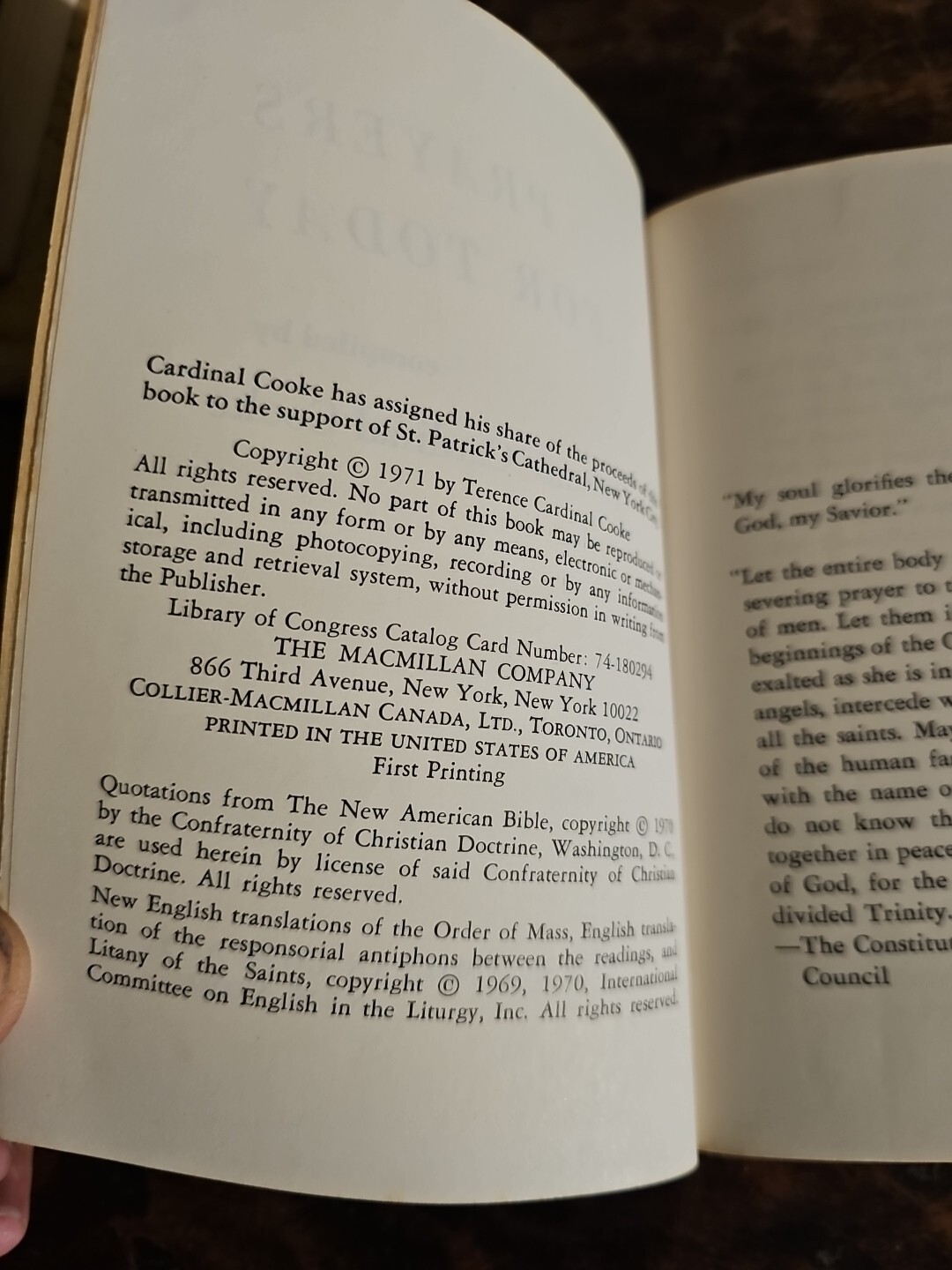 Prayers For Today Compiled By Terence Cardinal Cooke 1971