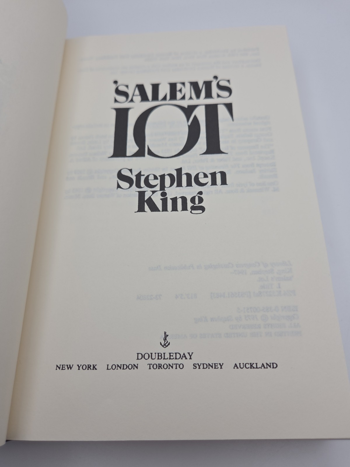 SALEM’S LOT Stephen King Hardcover Acceptable Condition