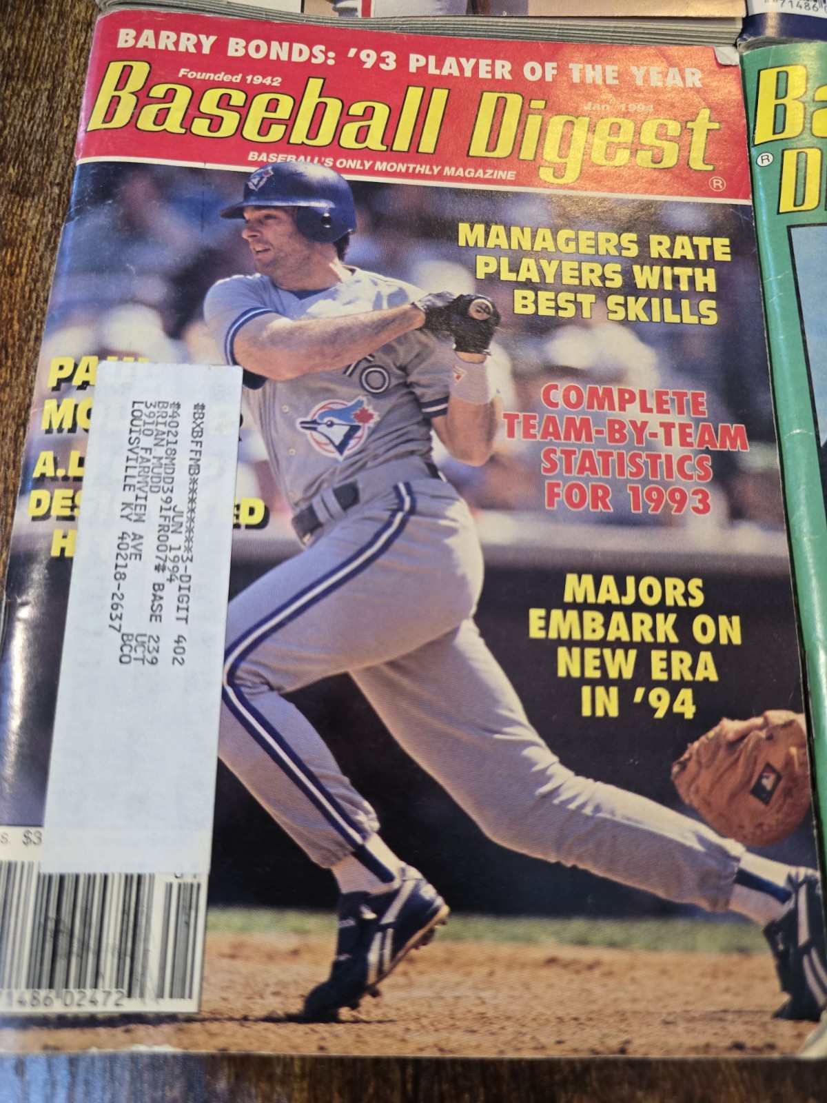 Lot Of 6 1994 Baseball Digest Various Conditions Mlb Sports Publication Vintage