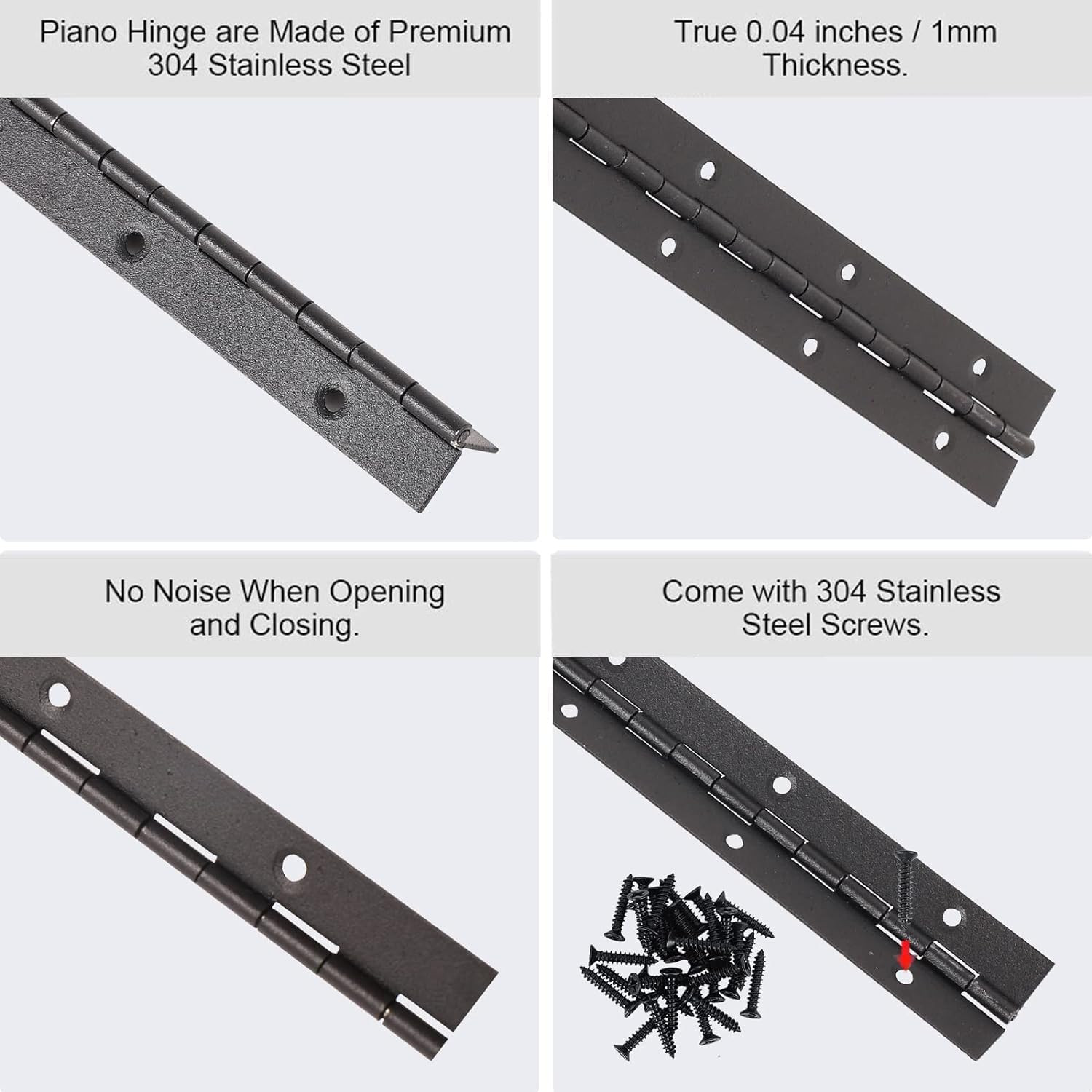 Continuous & Piano Hinges, Black Stainless Steel 304 Continuous Folding Hinges f