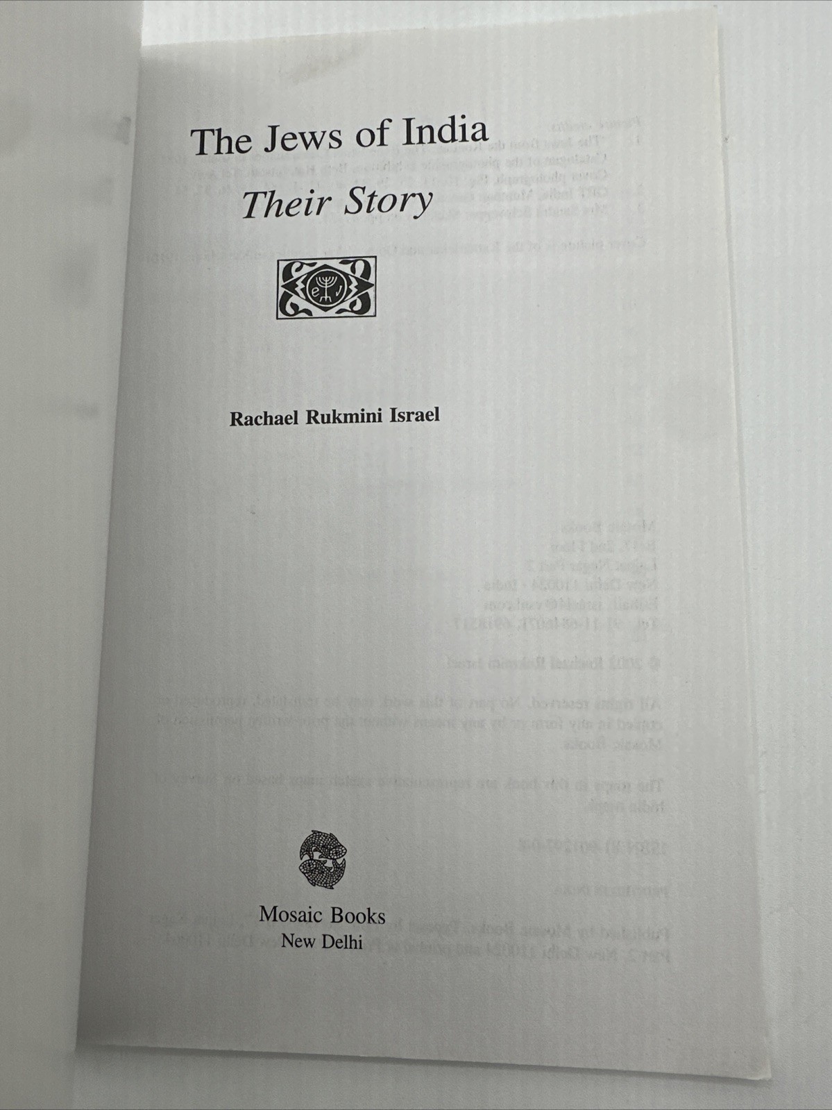 The Jews Of India Their Story Rachael Rukmini Israel 82 Pages 2002