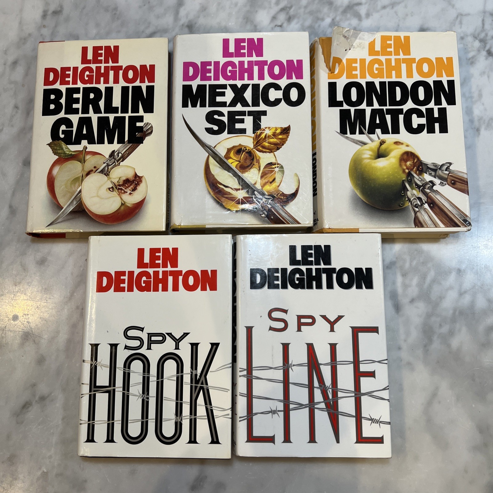 Len Deighton Book Lot 5 Trilogy And Set 2 Spy Hook Spy Line HC DJ Several 1st