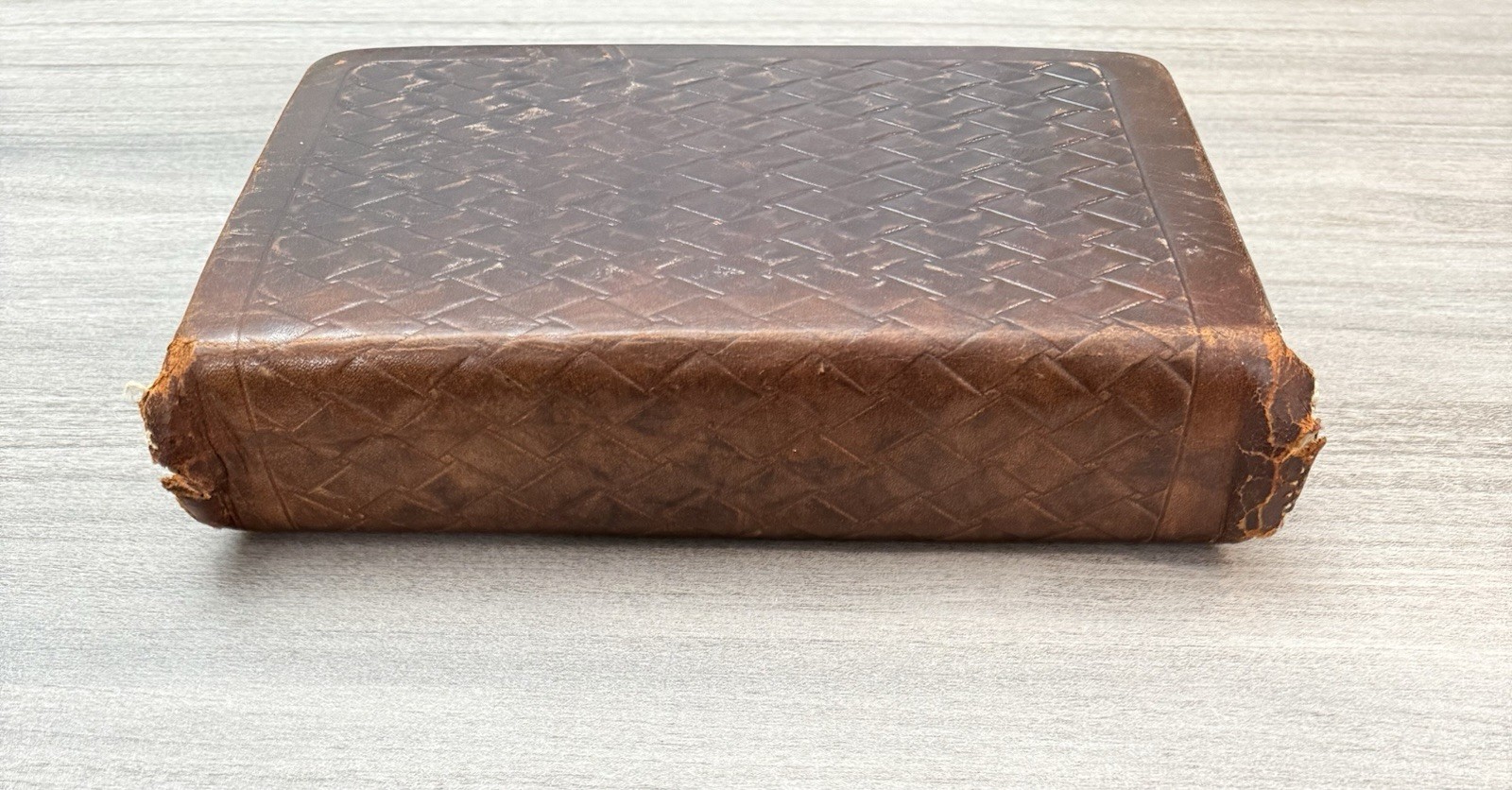 Oxford KJV Bible Brown Basketweave LEATHER Zipper; 1948; Red Letter; Illustrated