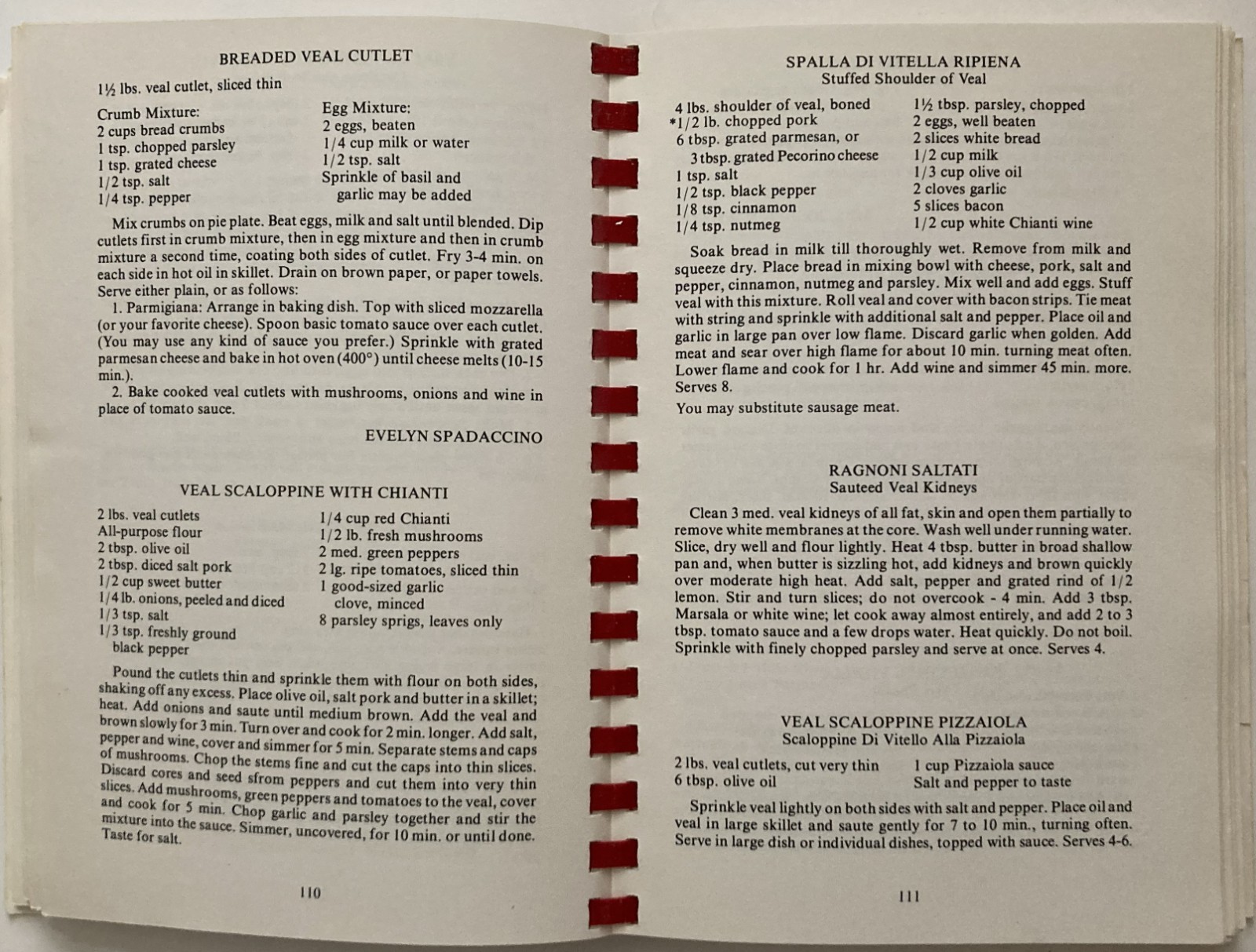 VTG Italian Cookbook St Theresa Guild Holy Rosary Church Bridgeport CT 1986