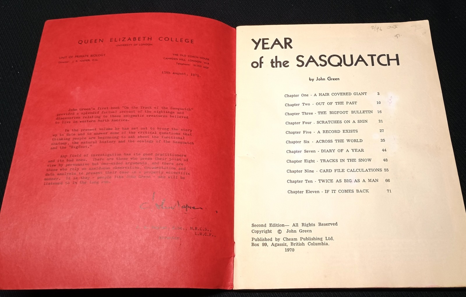 HTF book YEAR OF THE SASQUATCH Green 1970 BIGFOOT sightings proof map Pacific NW