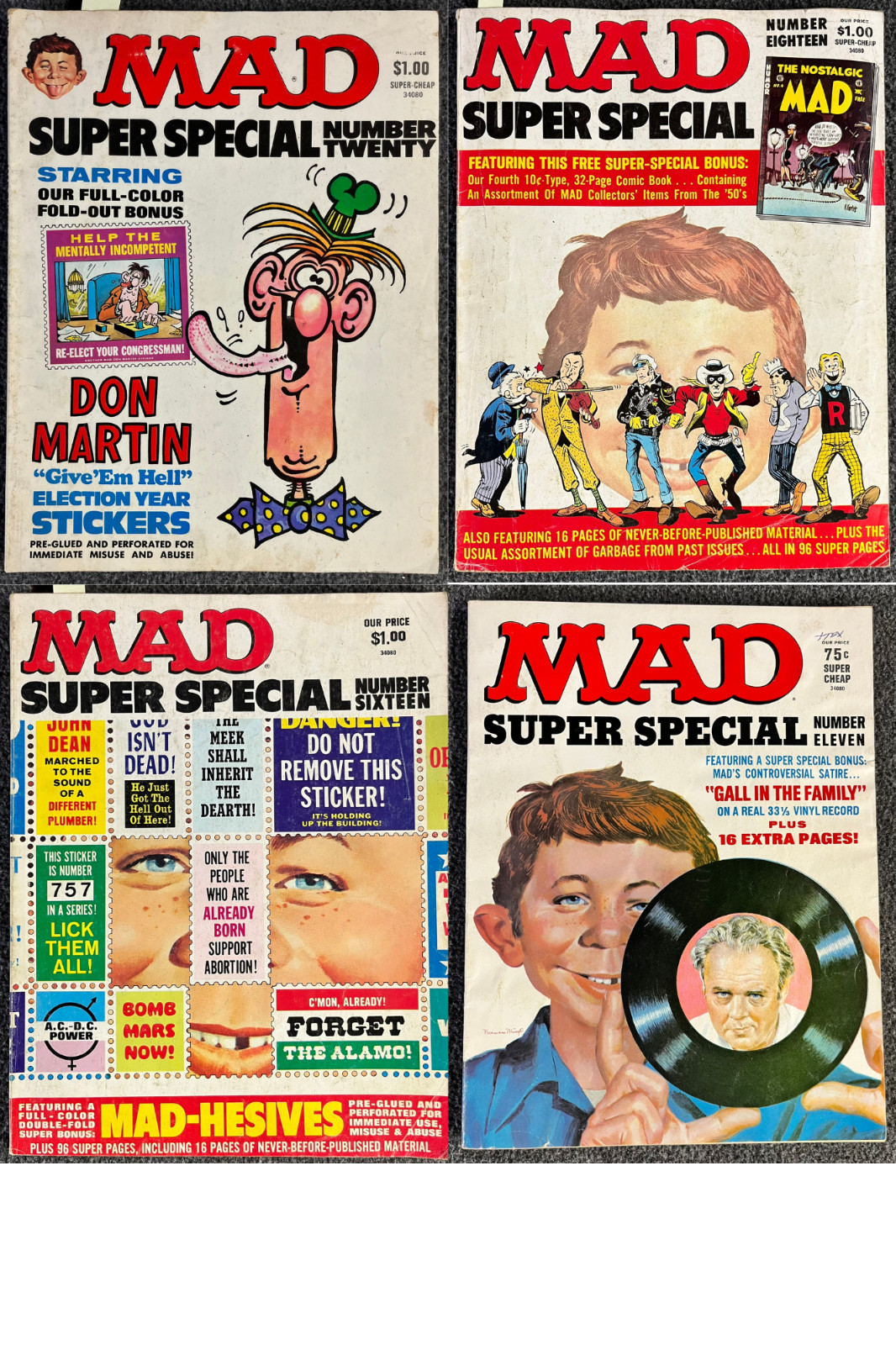 VINTAGE MAD Magazine Super Special Lot 4 Issues 11 16 18 20 Grade VGFN NO INSERT