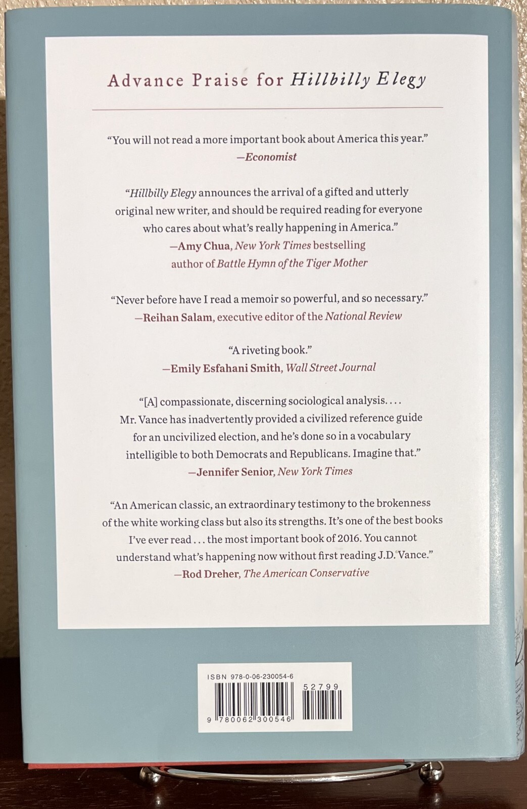 HILLBILLY ELEGY by J. D. Vance (2016, Hardcover) Later Printing