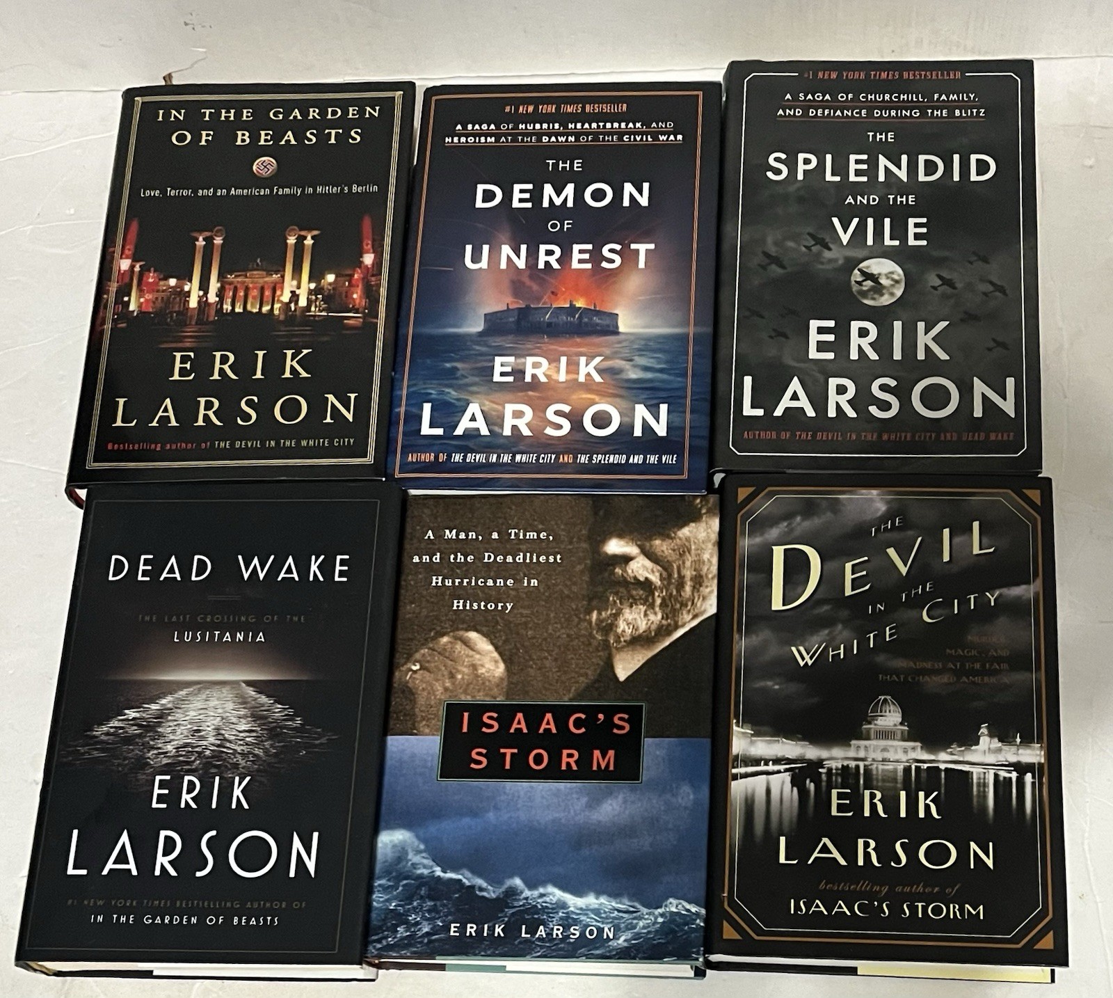 Erik Larson 6 Hardcover Book lot Devil in Isaac’s Wake Demon Splendid Garden VG