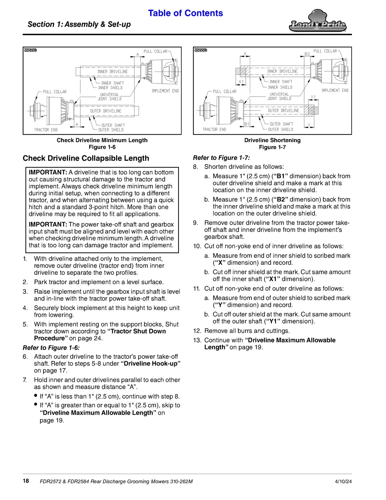 LAND PRIDE FDR2572 FDR2584 Grooming Mowers Operators Manual 2024 – WIRE BOUND