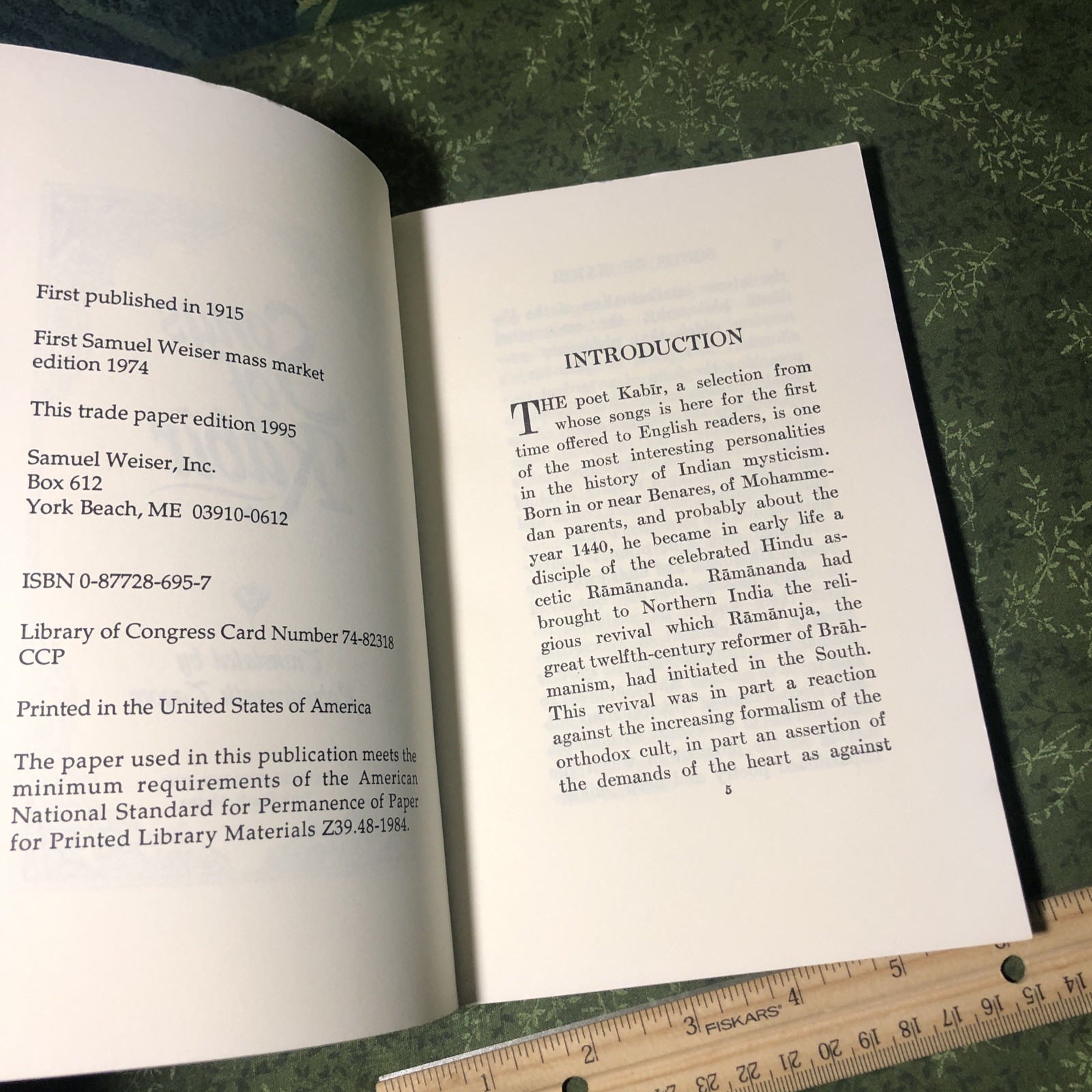 Songs Of Kabir Paperback Translated Rabindranath Tagore Weiser 1995