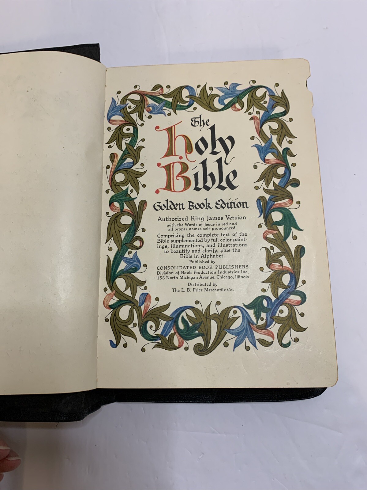 The Holy Bible 1950 Golden Book Edition Thumb Leather Binding KJV USA