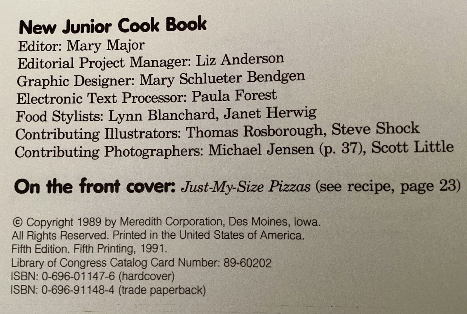 VTG 1991 New Junior Cookbook, Meredith Corp. Hardcover-Better Homes & Gardens