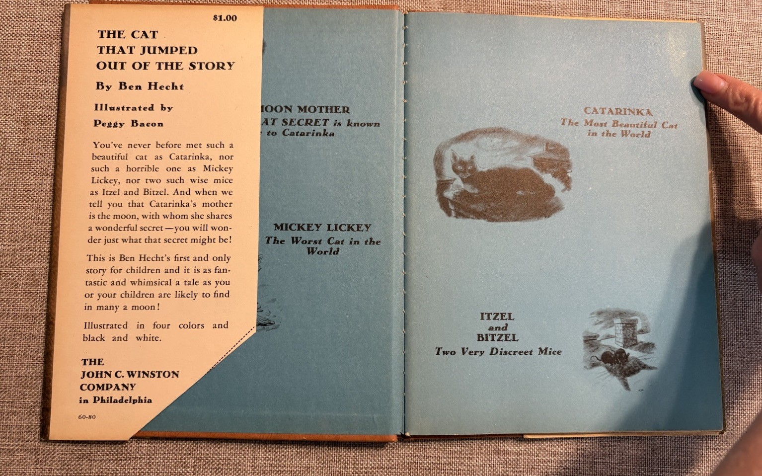 The Cat That Jumped Out of the Story Ben Hecht 1947 HC/DJ Children Book 1st Ed.