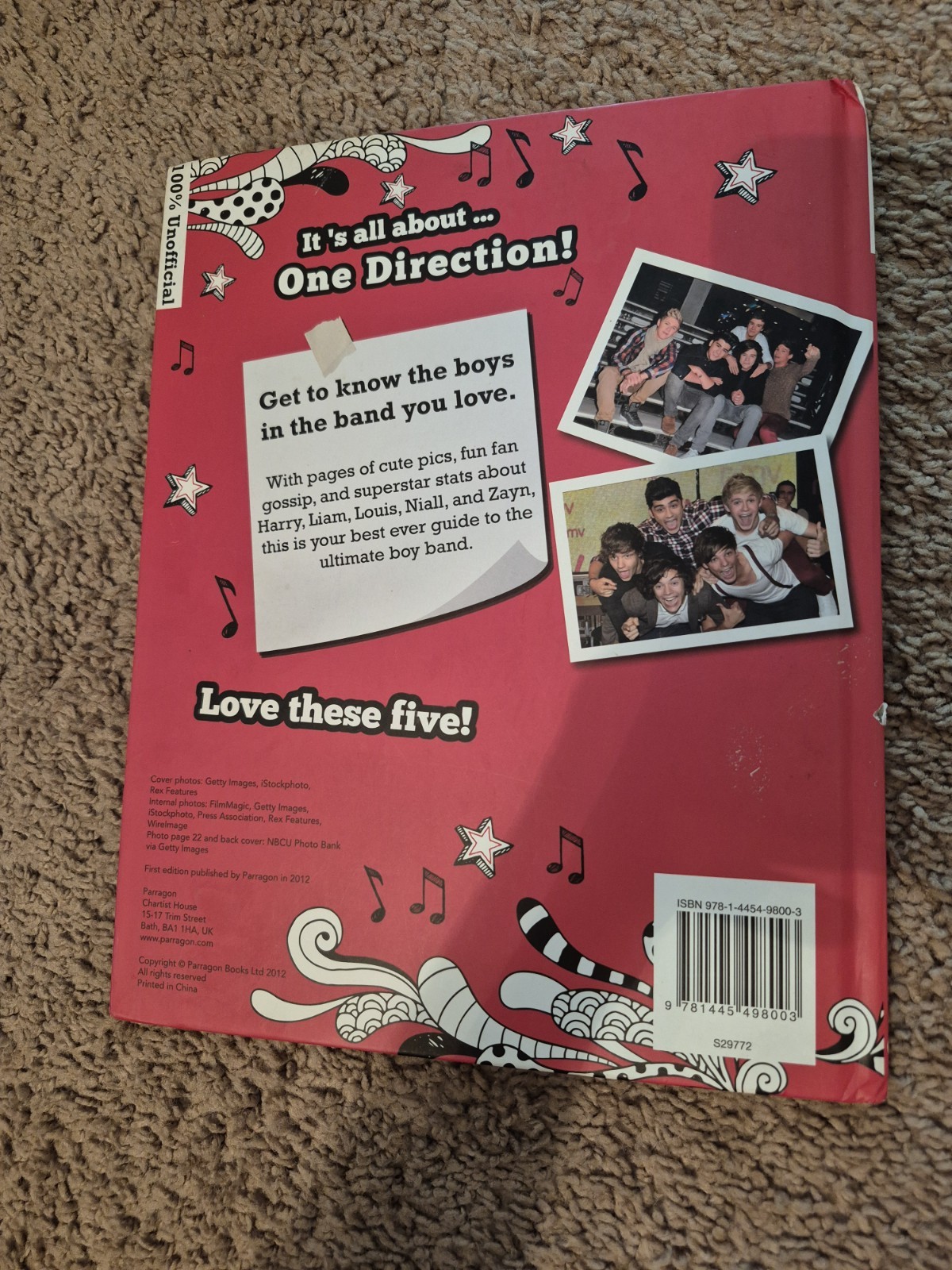 All About One Direction 100% Unofficial Hardcover 2012 Illustrated 1st Ed