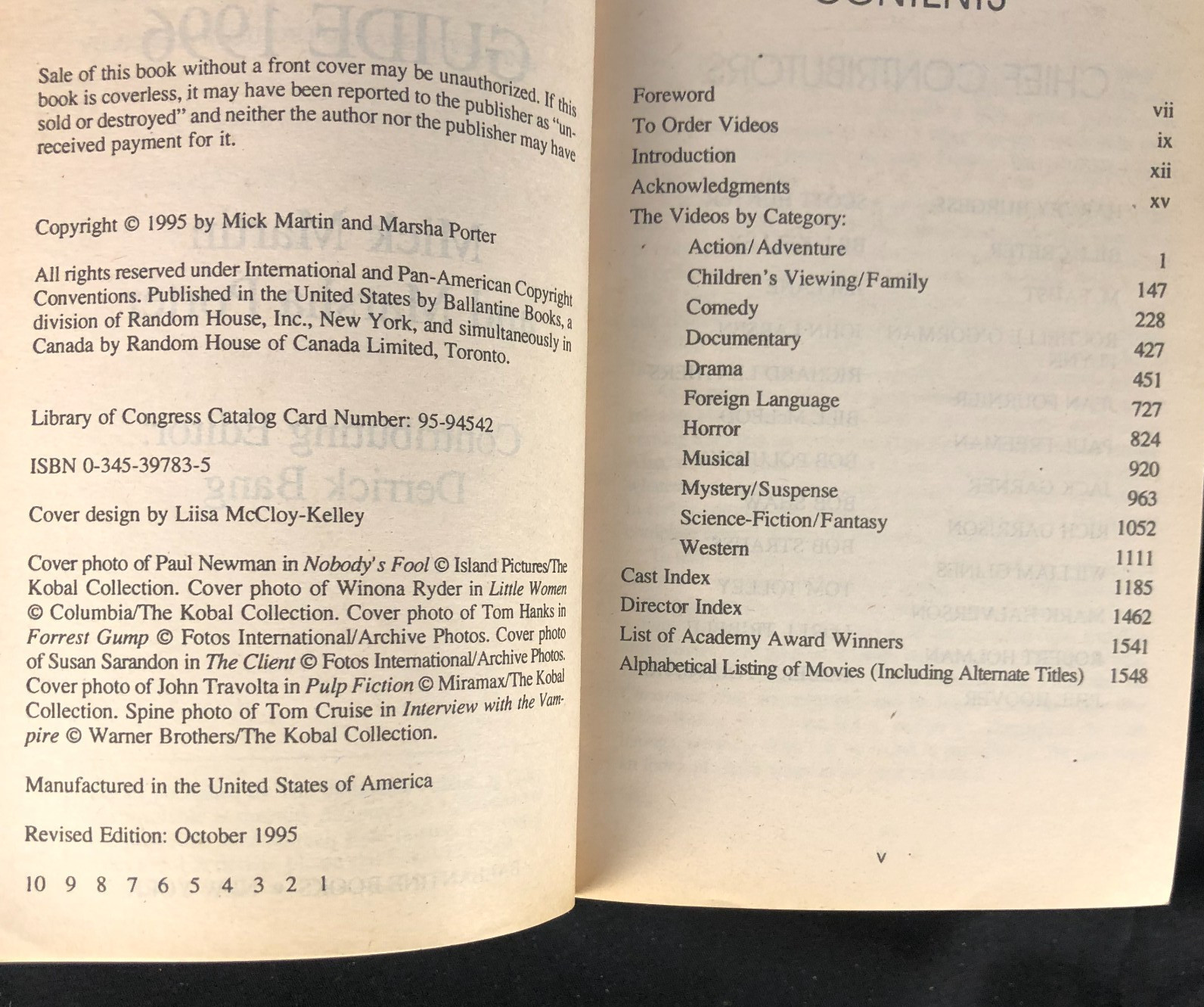 Video Movie Guide 1996 Paperback Marsha Porter Mick Martin