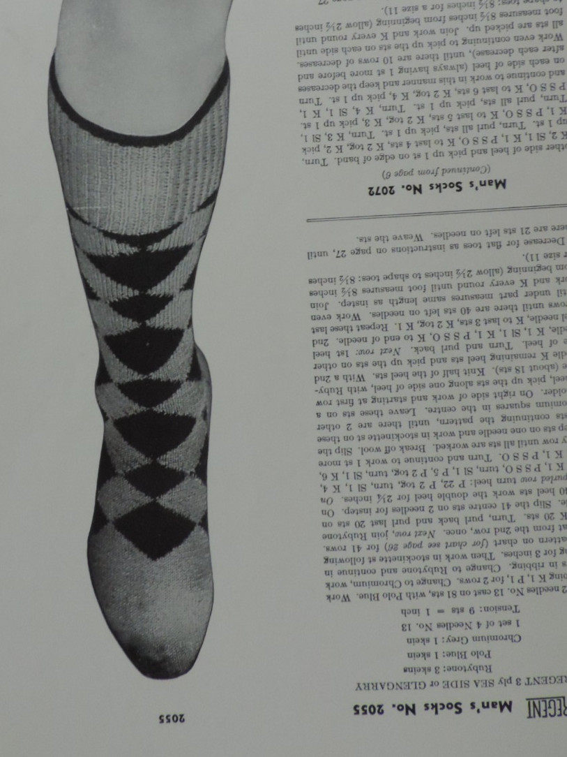 2 Knitting Socks Magazines #20/#340 Women/Men/Child Slippers/Sweater 1950s