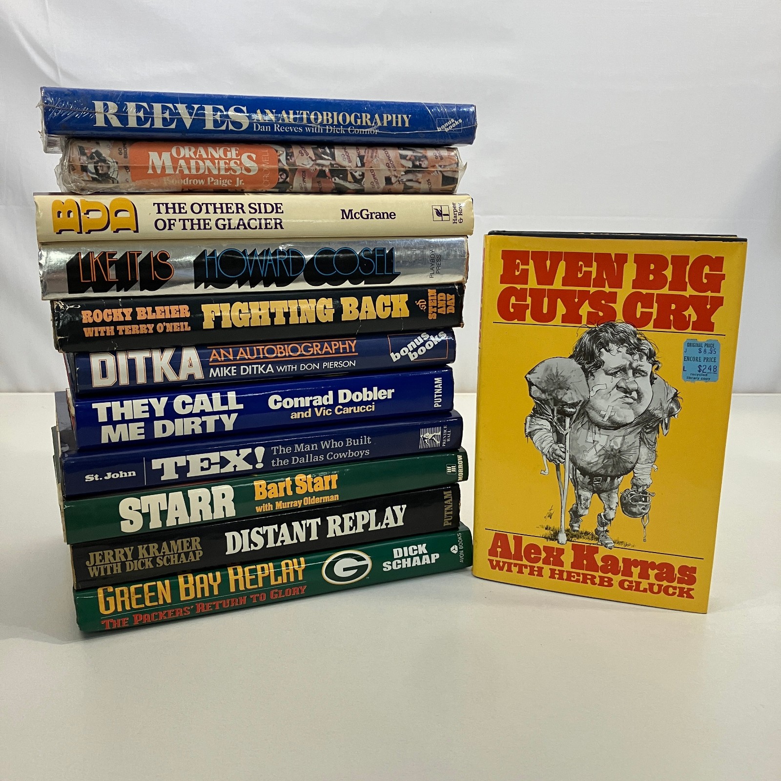Football Biography 12 Misc HCDJ Book Lot Bart Starr Dick Schaap Alex Karras GOOD