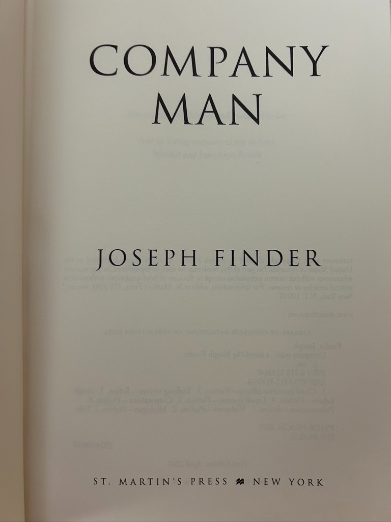 Joseph Finder, Stand Alone Novels: The Oligarch’s Daughter; Company Man