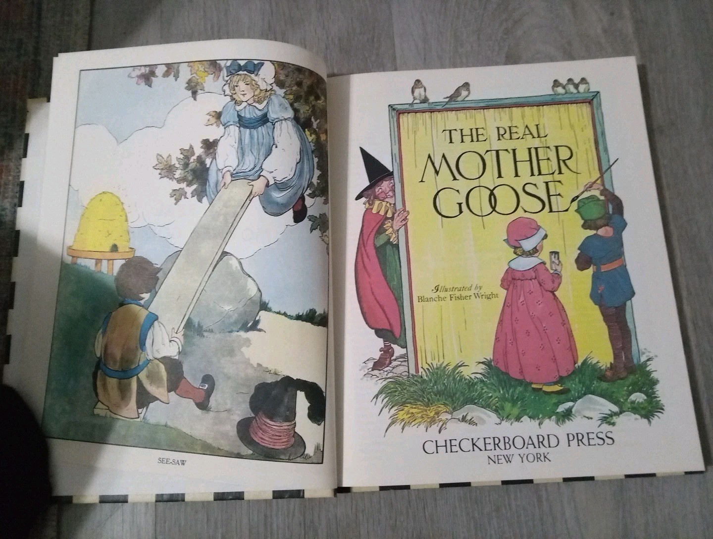 Vintage 1976 The Real Mother Goose Hardback Nursery Rhymes Book 12×9.25″