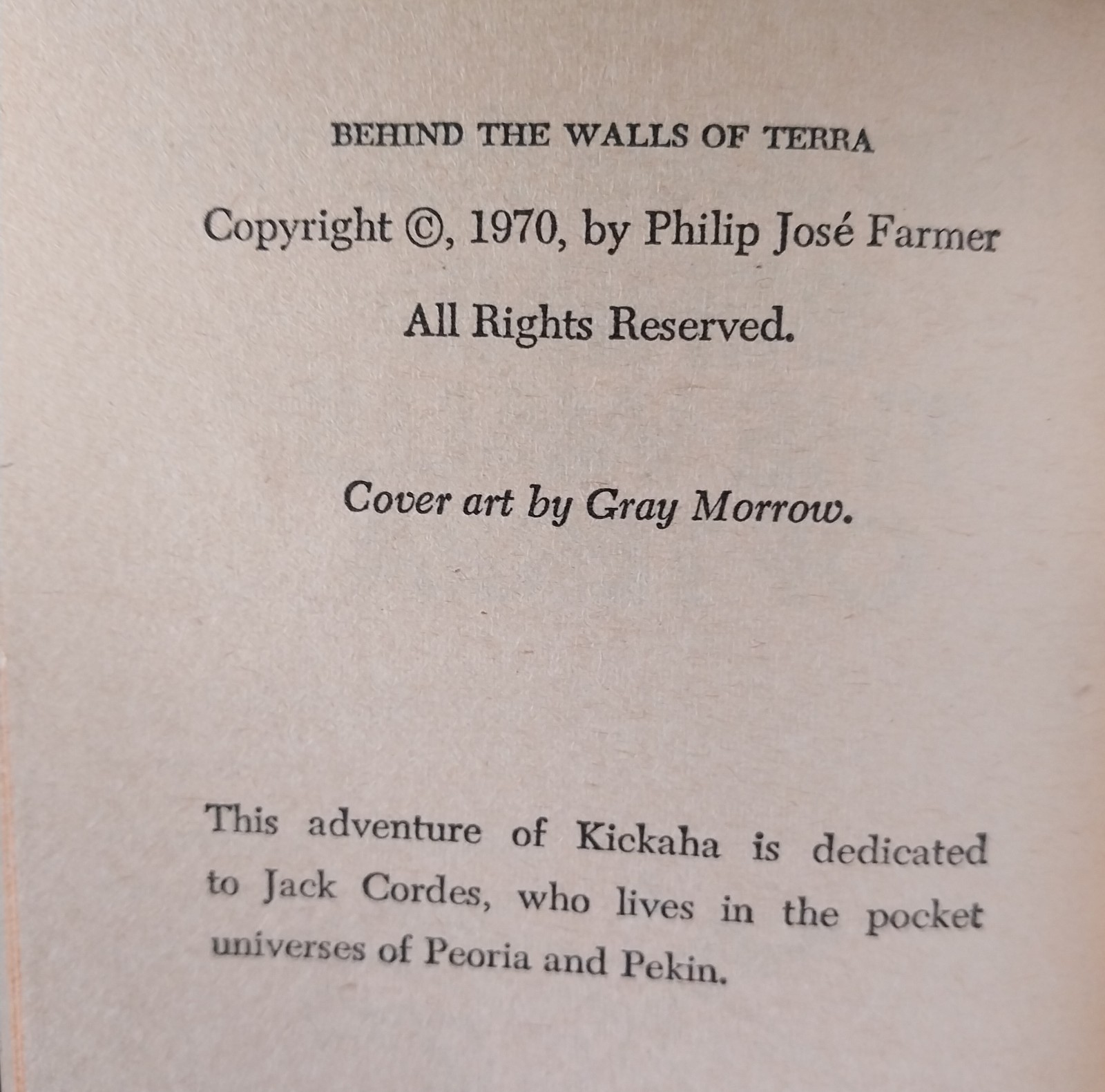 Philip Jose Farmer – Behind the Walls of Terra – Ace Books First Edition 1970