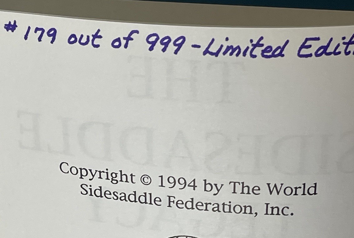 The Side Saddle Legacy Signed Book Autographed by Linda A. Bowlby Equestrian