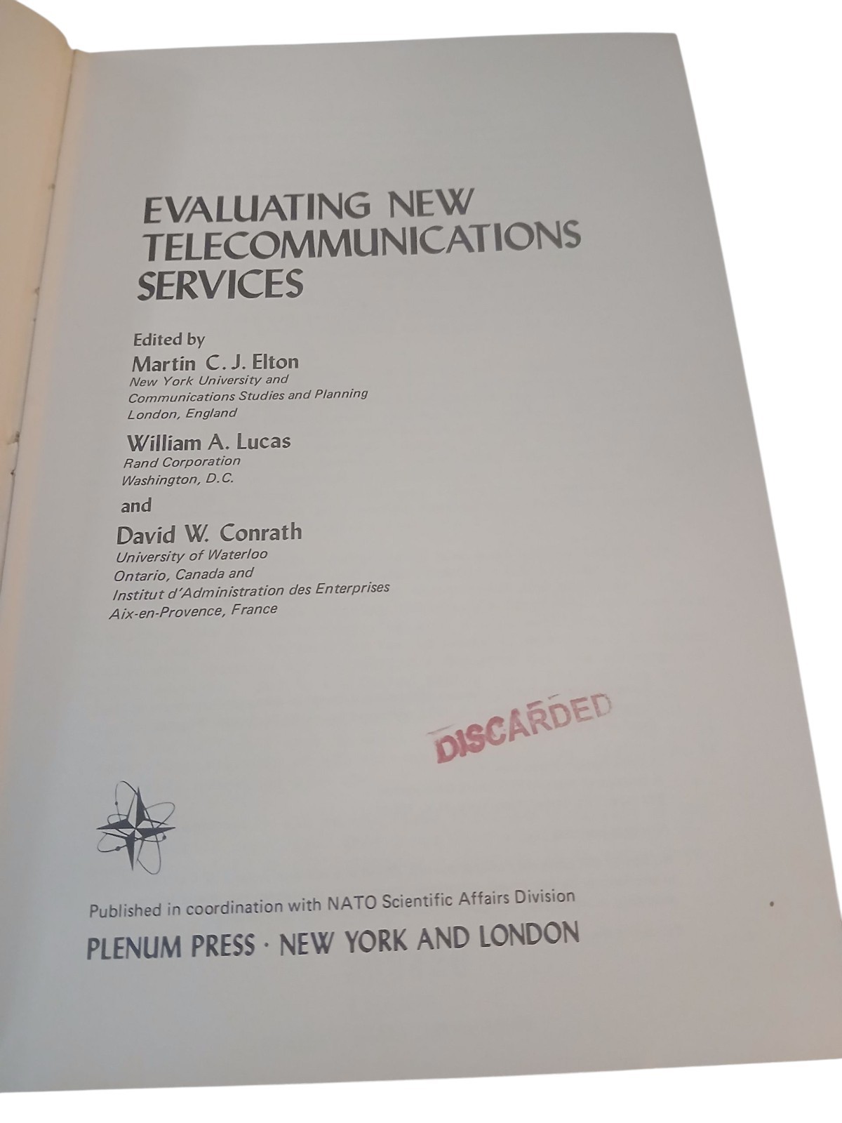 Evaluating New Telecommunications Services By Martin C. J. Elton Hardcover 1978