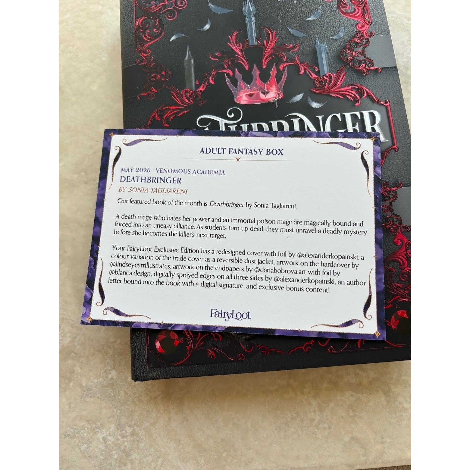 Deathbringer Sonia Tagliareni FairyLoot Exclusive Edition Sprayed Edges Fantasy