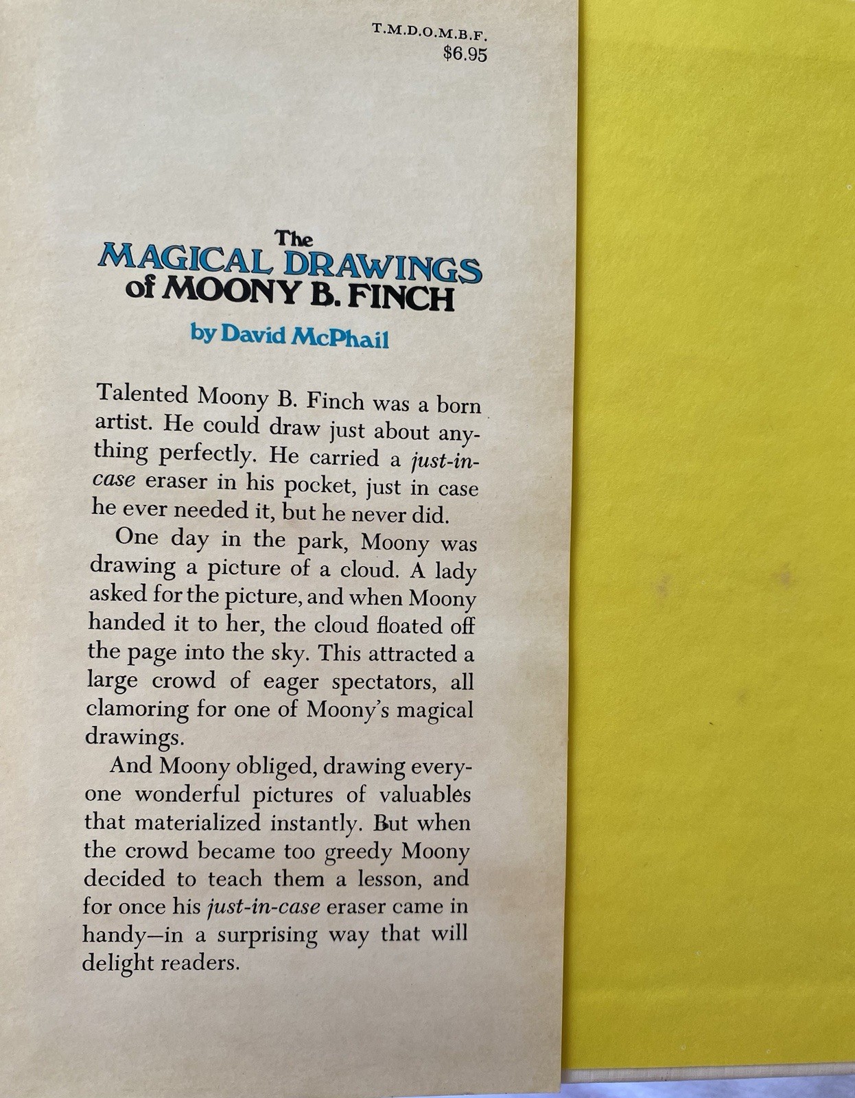 Magical Drawings of Moony B Finch David McPhail 1978 HC 1st Ed