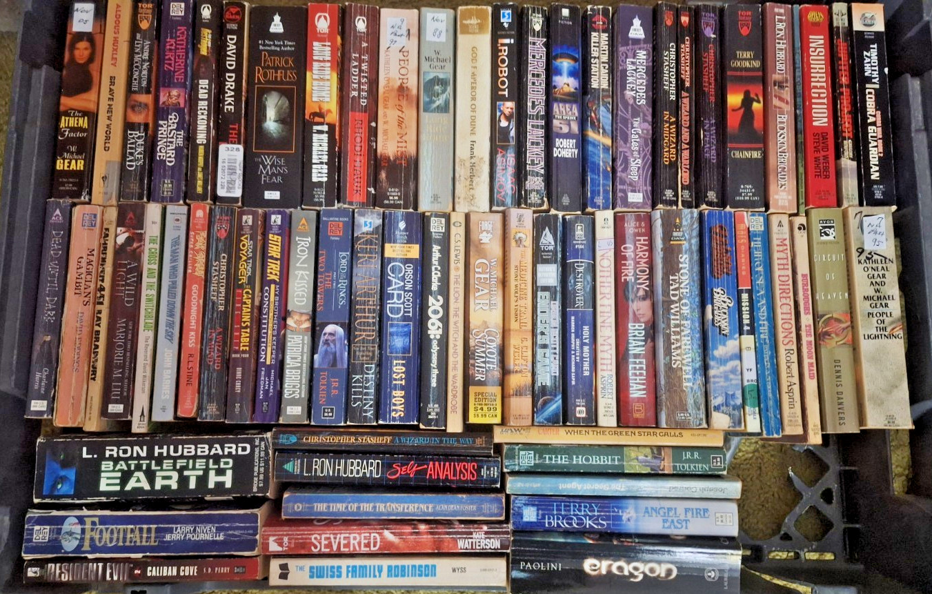 HUGE Lot of 64 Vintage Sci-Fi Fantasy Paperback Books Burroughs Tolkien