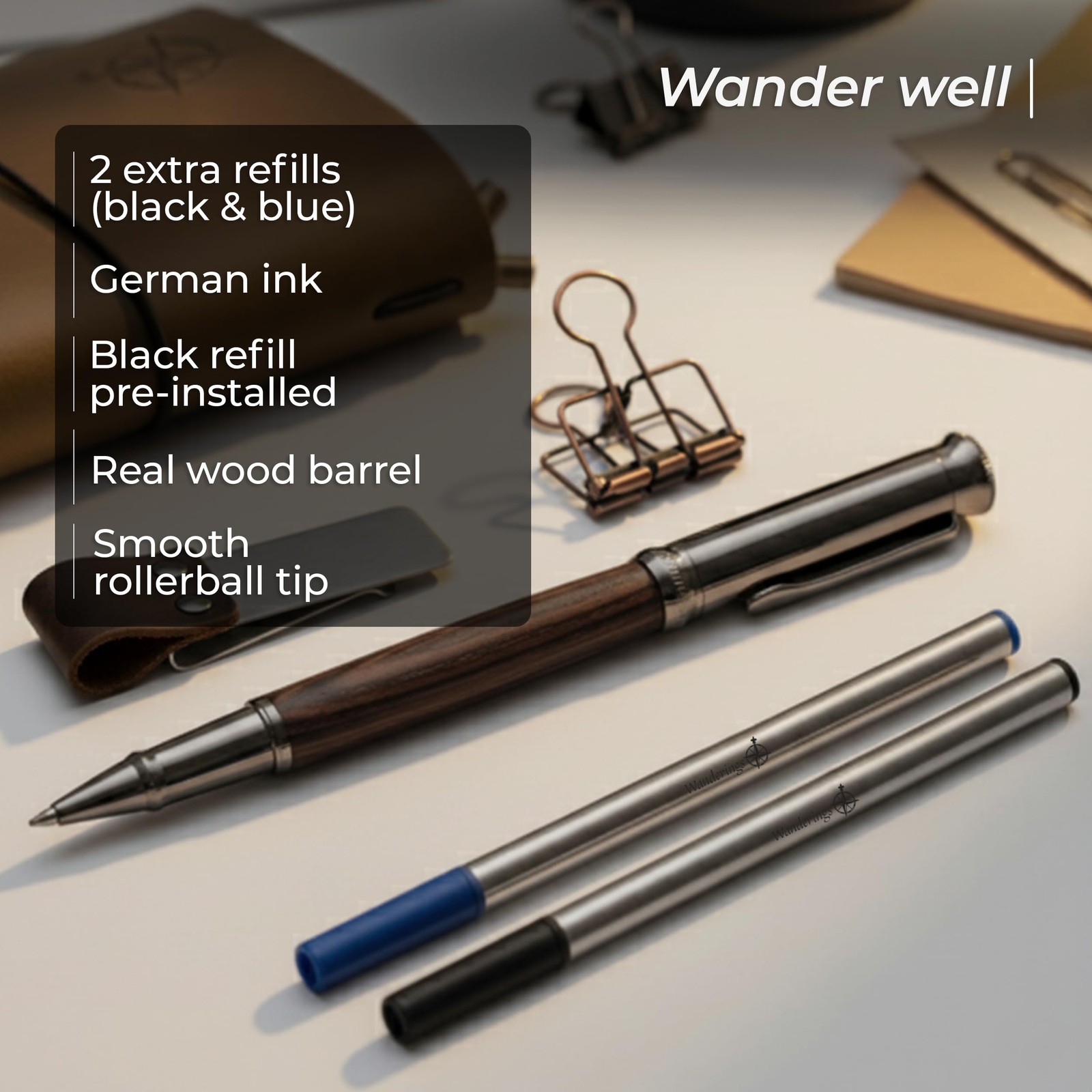 WANDERINGS A5 Travelers Notebook Bundle – 6″ x 8.5″ (15 x 22cm) – Genuine Lea…
