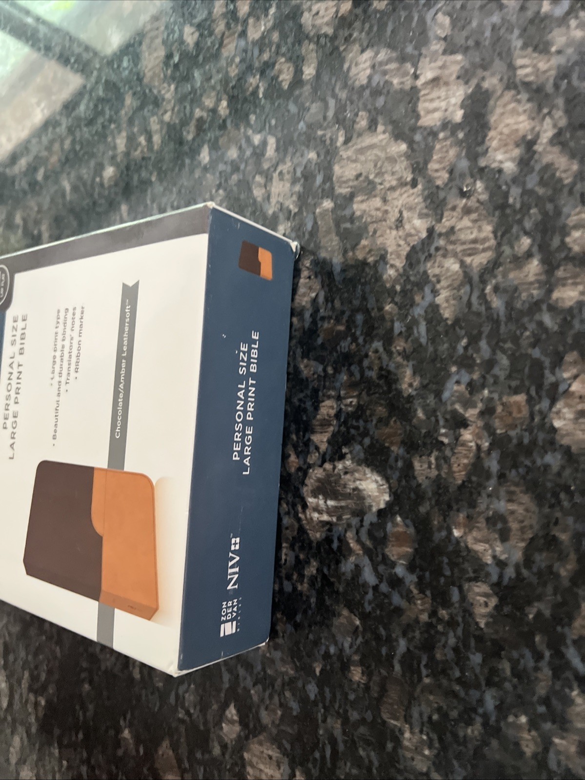 NIV Bible Personal Size Large Print Bible DuoTone Chocolate / Amber Leathersoft