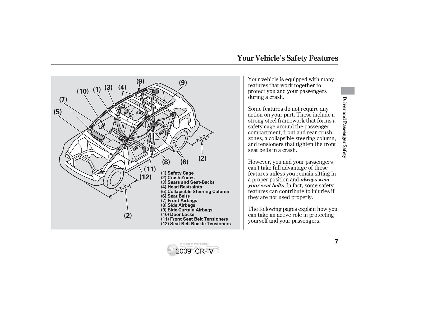 HONDA 2009 CR-V Owners Manual – STEEL WIRE BINDING – PROTECTIVE COVERING