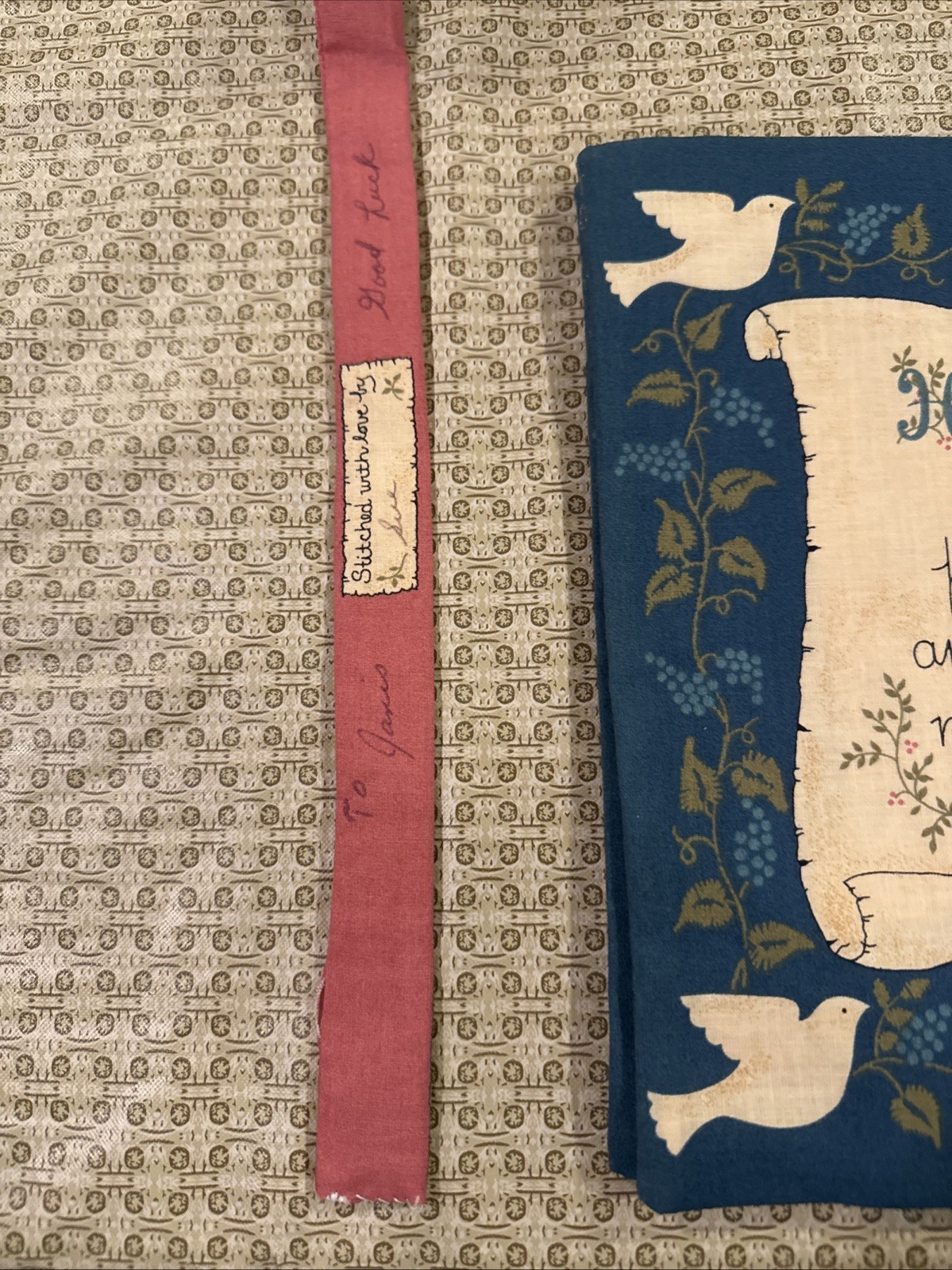 Vintage Cloth -Quilted 10 Commandments Book with Bookmark! 10 1/2 Inches Long