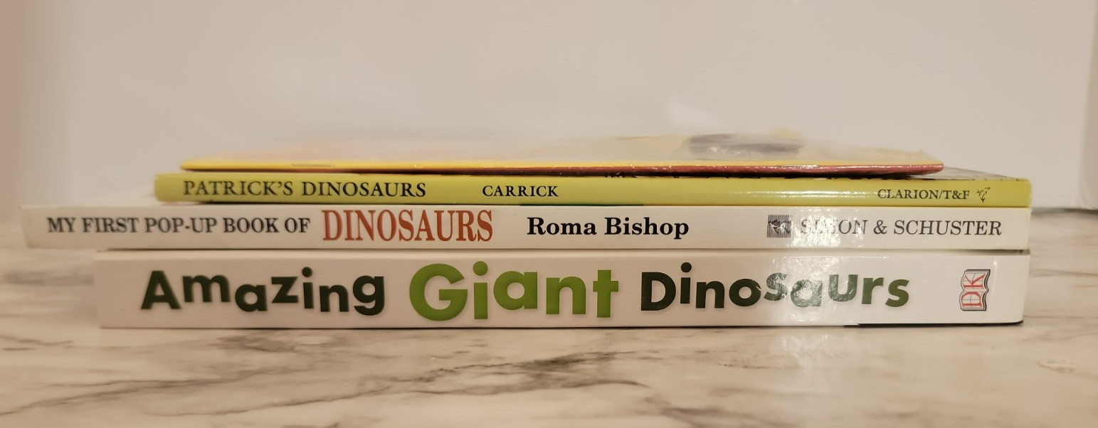 Lot of 4 Dinosaurs Children’s Books~Amazing Giant/Pop up/Patricks~Dinosaur Tooth