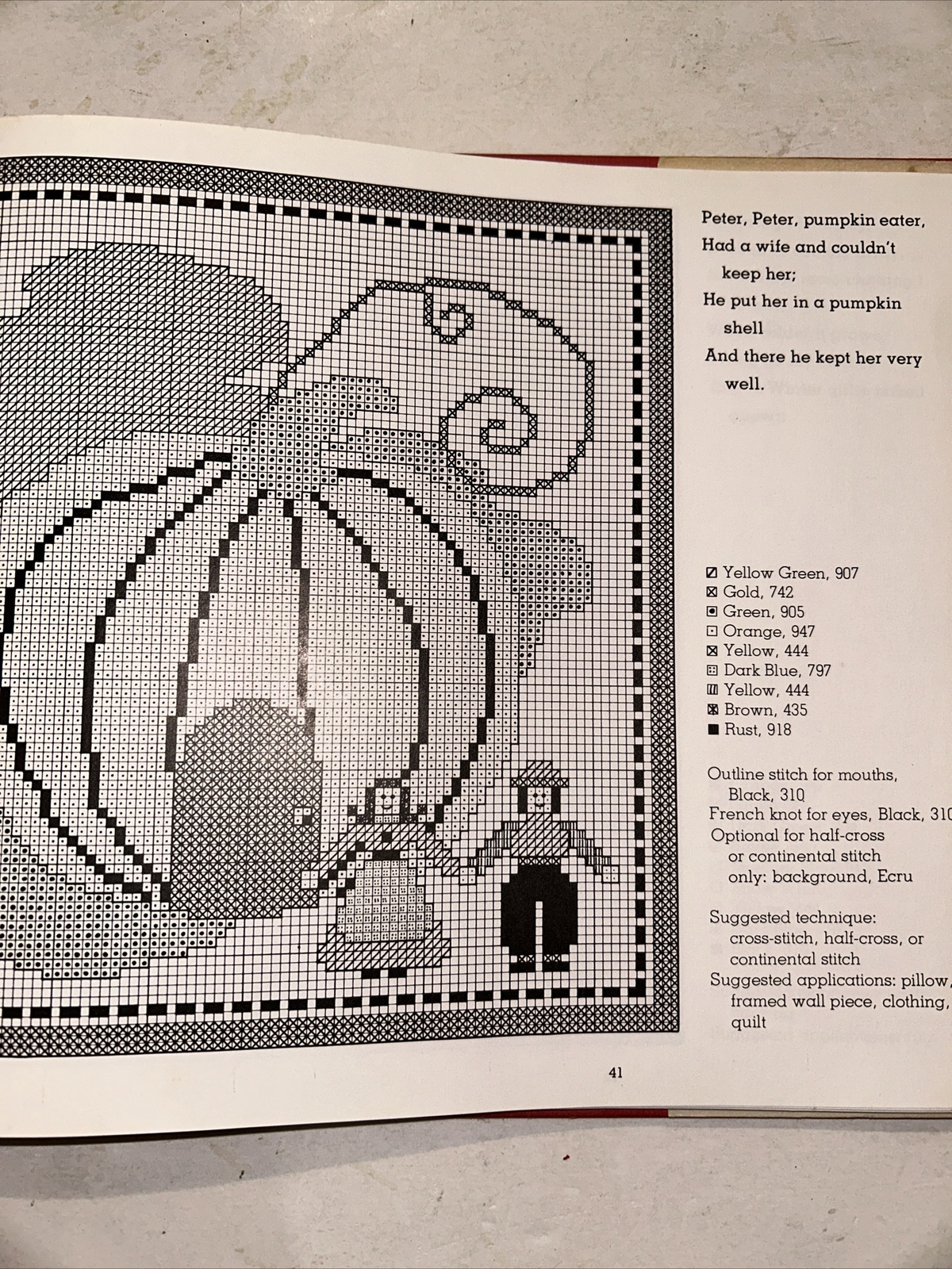 1976 MOTHER GOOSE IN STITCHES’ VINTAGE HC/DJ 1st K. THORNE-THOMSEN Cross Stitch