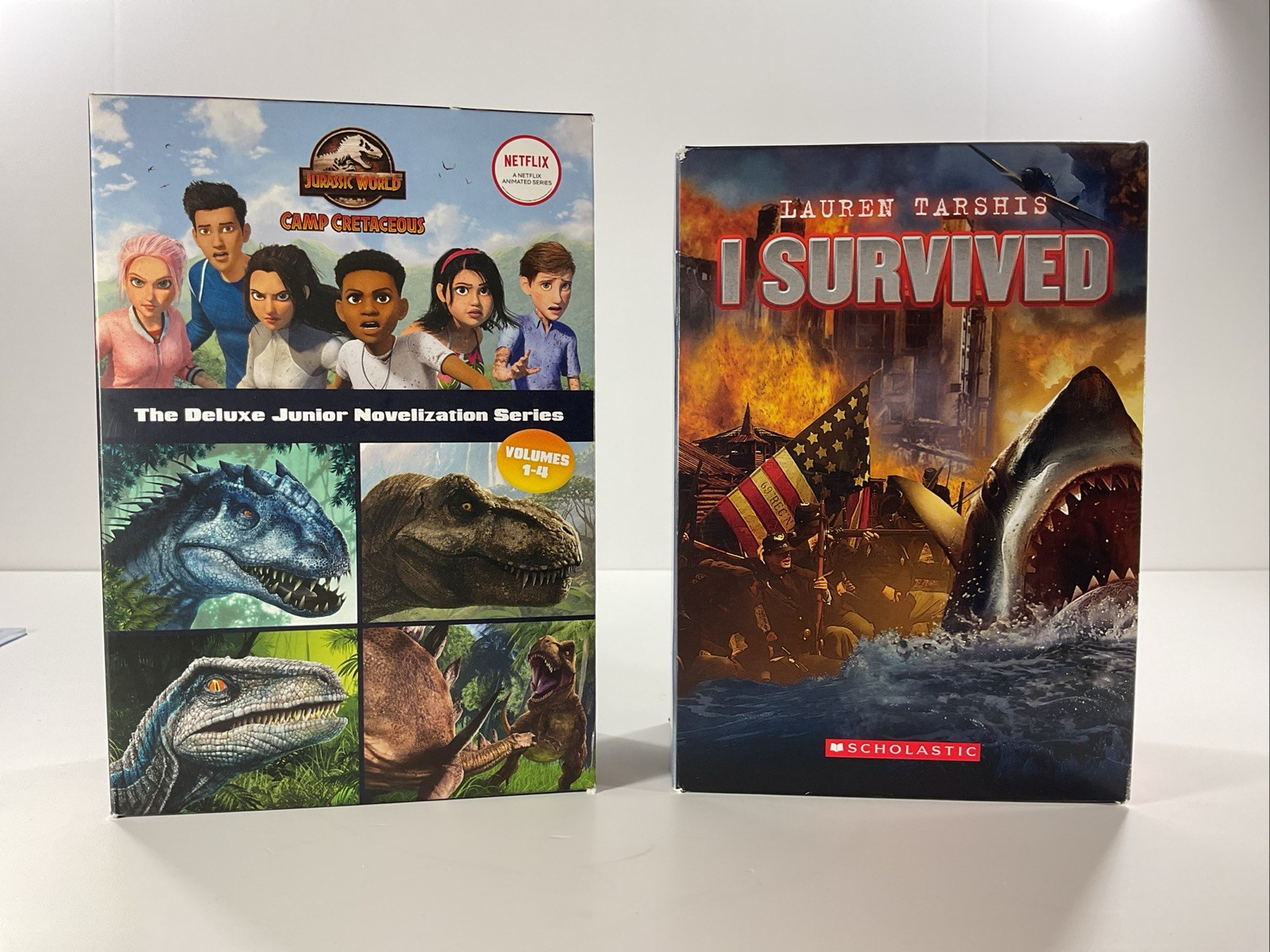 Boxed sets grades 2-4 Lot of 14 I Survived 1-10 PB Jurassic World 1-4 HC