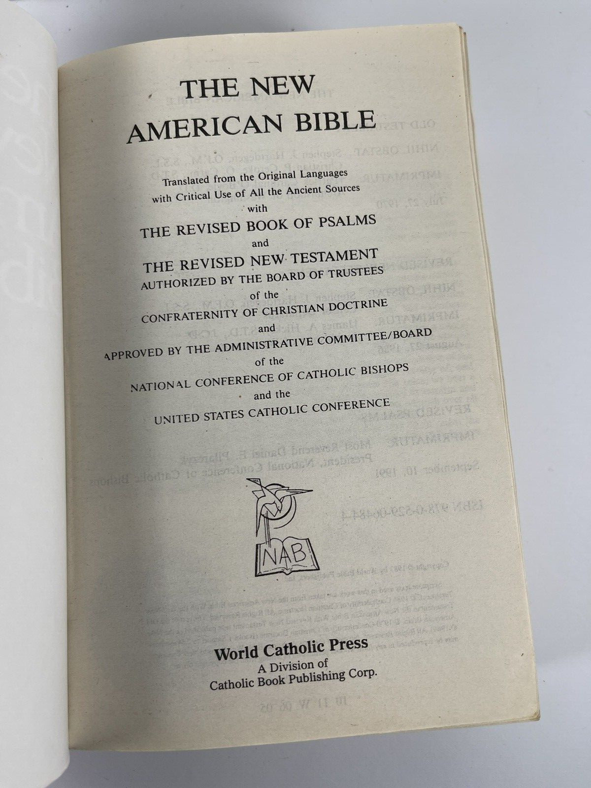 The New American Bible World Catholic Press 1991 PB
