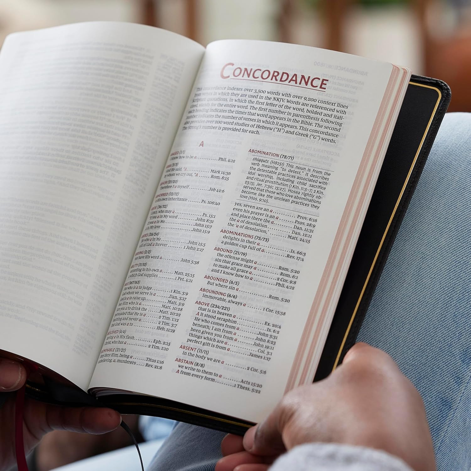 NKJV Bible: Single-Column Verse-By-Verse W/ 72,000 Cross-References, Black Goats