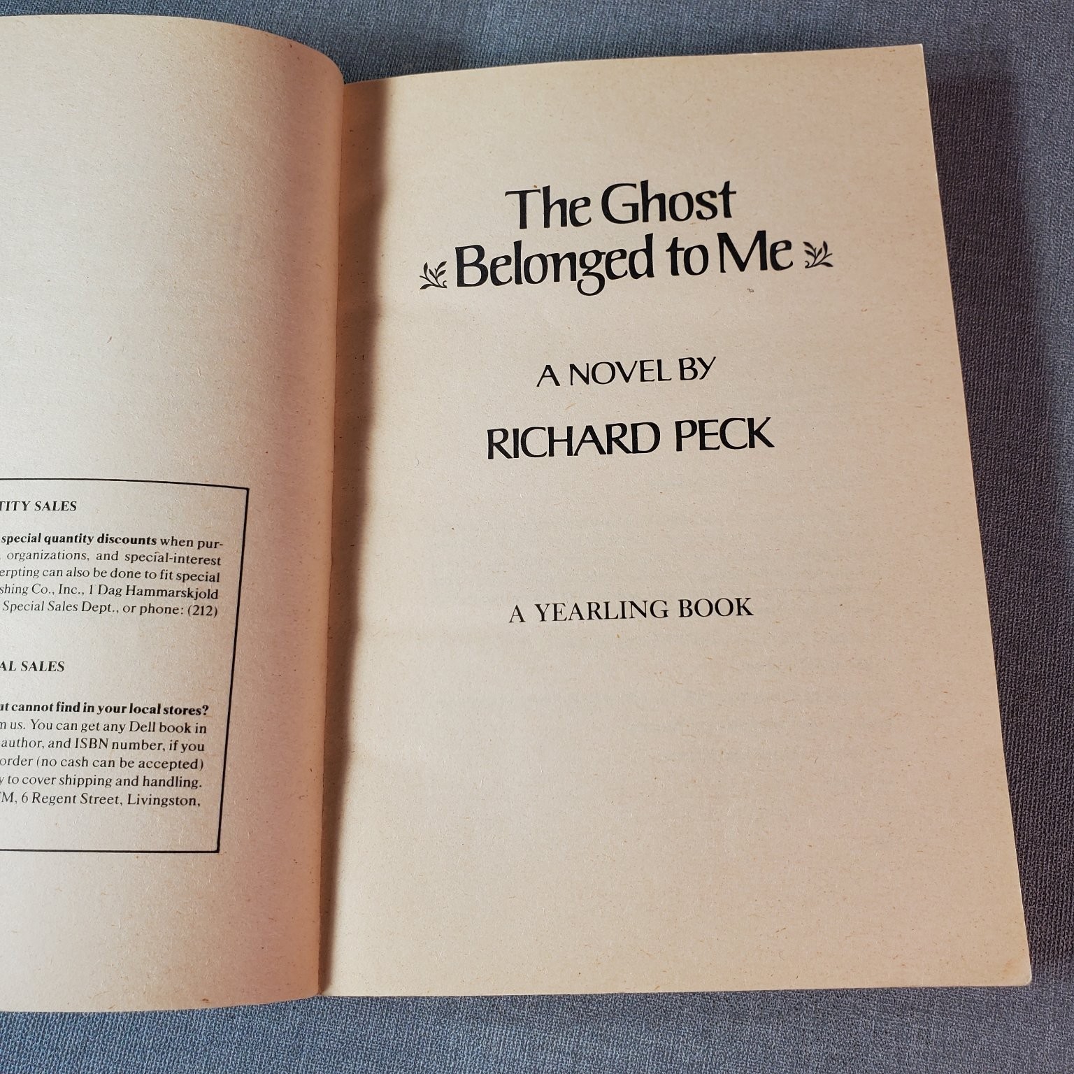 The Ghost Belonged to Me Richard Peck 1987 Reprint Dell Yearling Book
